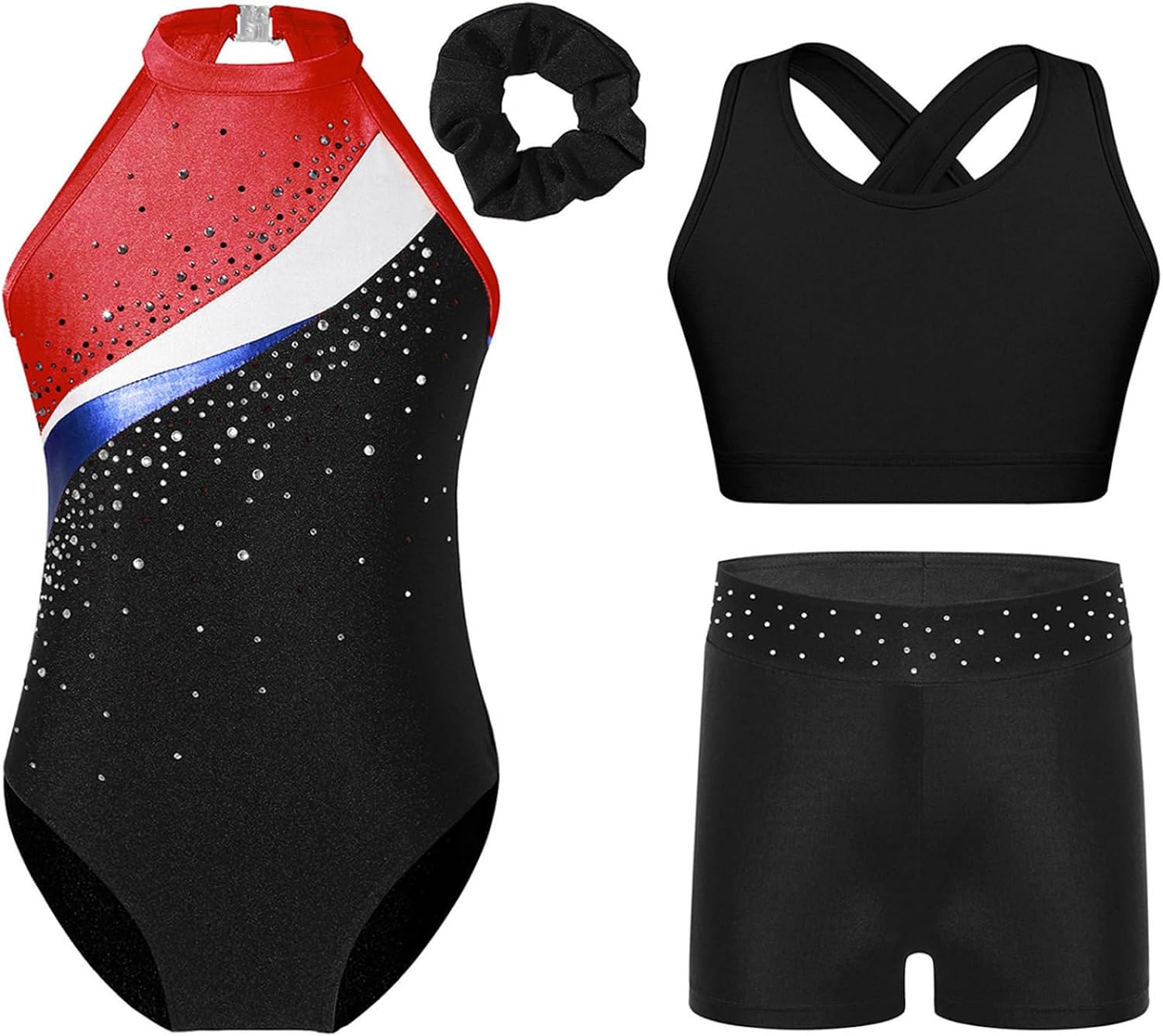 JEYPINMI Toddler Girls Dance Unitards Gymnastics Leotard with Shorts Activewear Tracksuit Tank Biketards