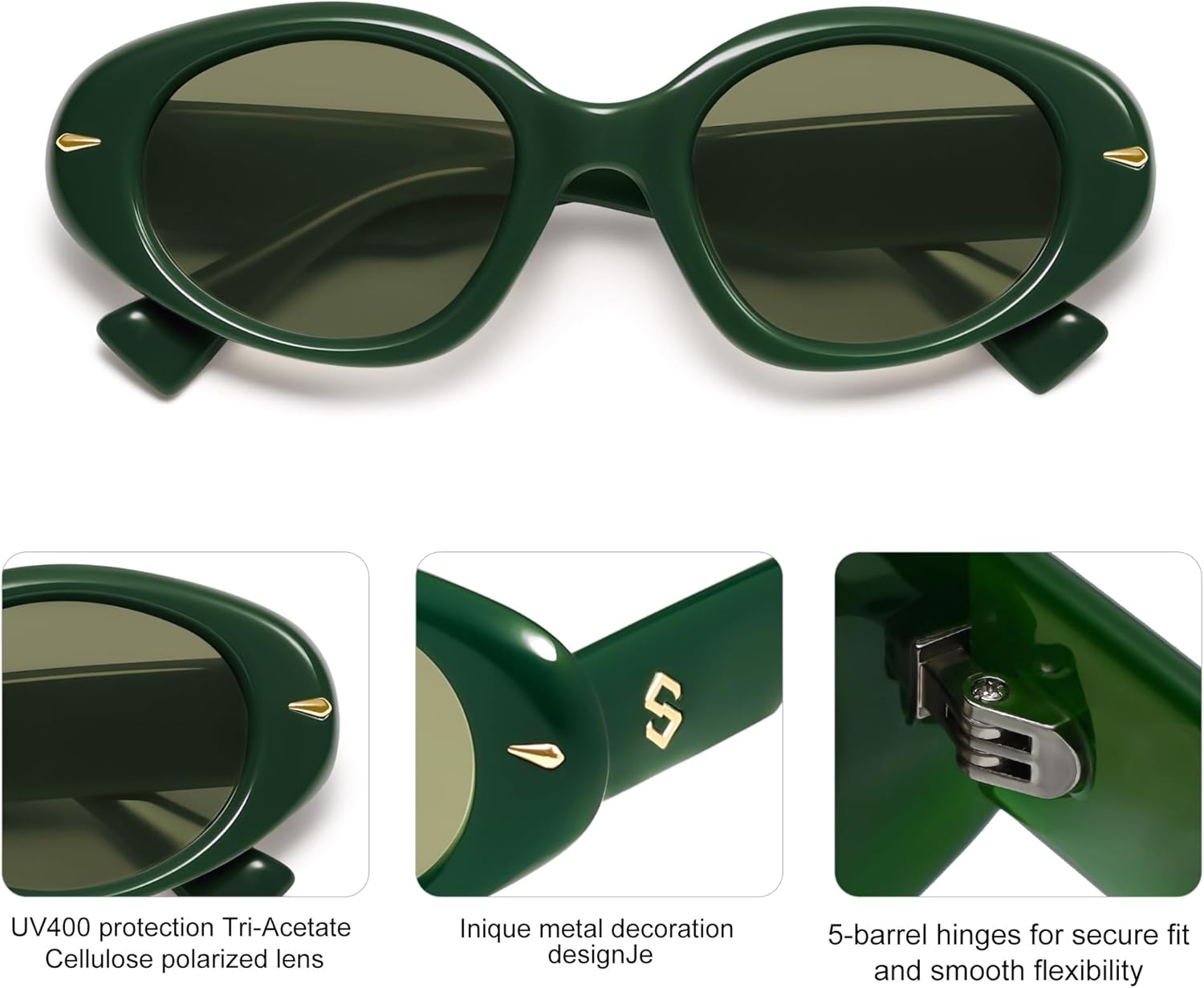 SOJOS Retro Polarized Large Oval Sunglasses Womens Mens Trendy UV400 Sun Glasses 80s 90s Shades SJ2365 - Image 4