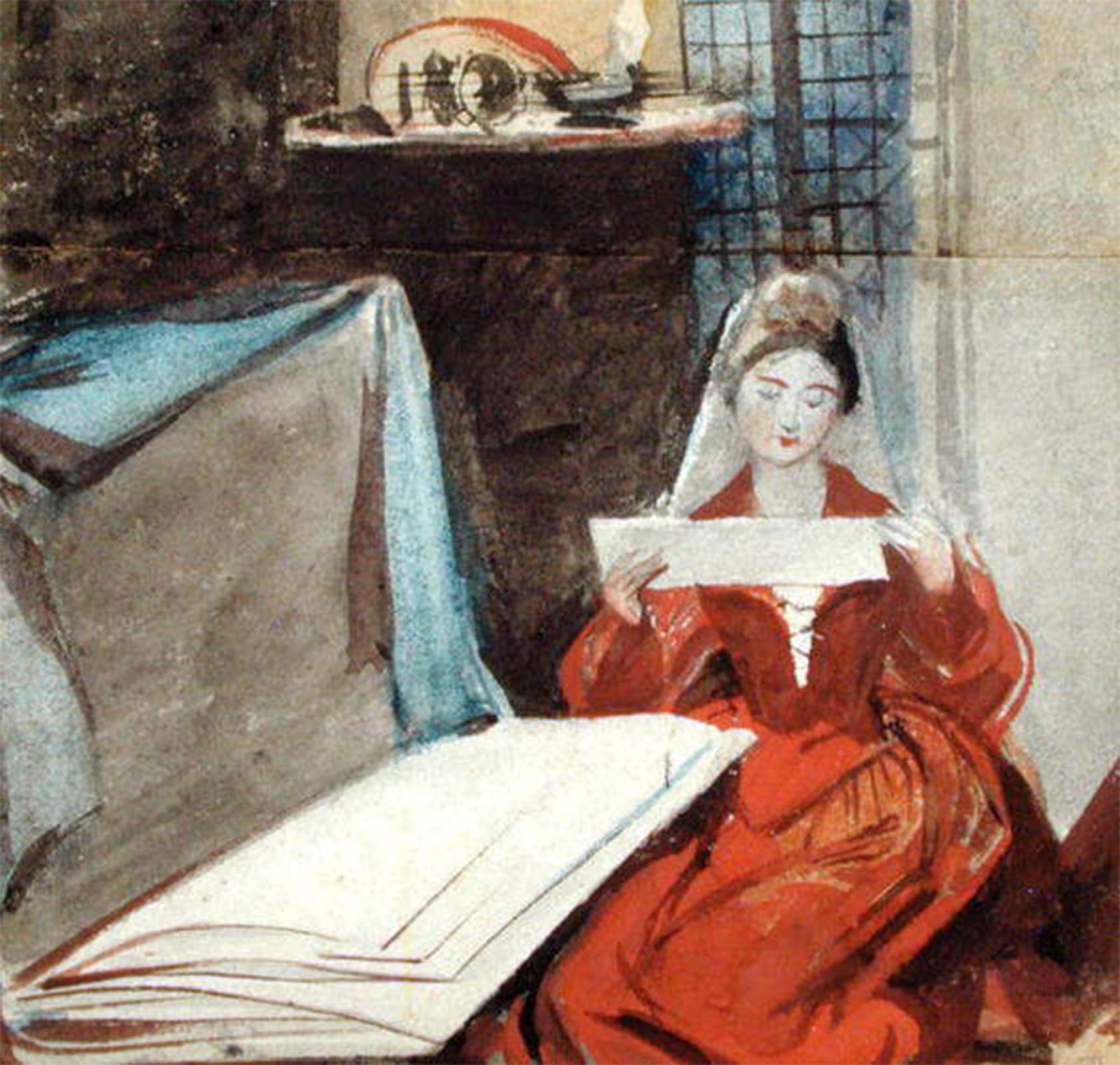 Cuadro decorativo de una dama medieval de Daniel Maclise, lienzo de pared para dormitorio 5