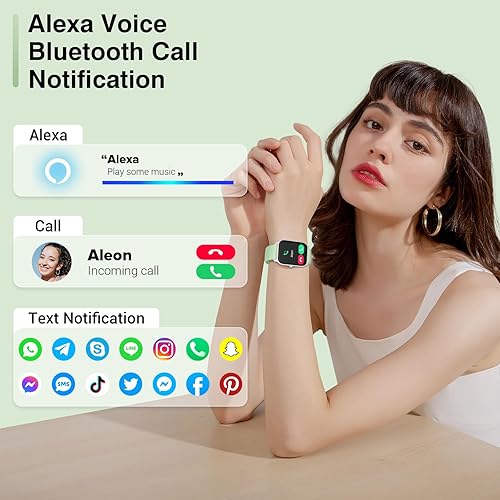 Miniatura 9 de Reloj inteligente para mujeres y hombres, reloj inteligente de 1.8 pulgadas con Alexa Fitness Tracker IP68, resistente al agua, compatible con