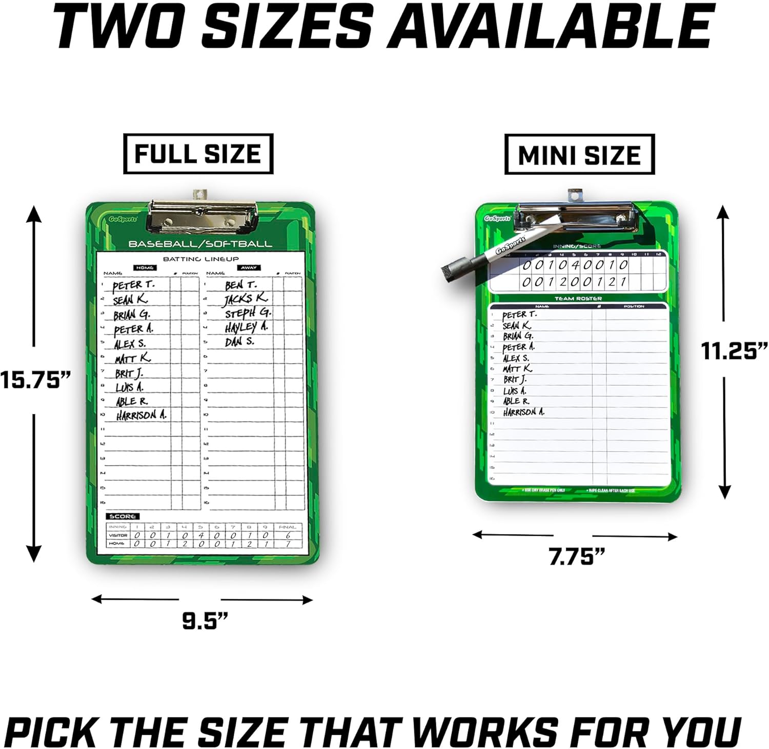 GoSports Premium Dry Erase Coaches Clipboards – Basketball, Baseball, Football, Soccer, Hockey, Volleyball, Lacrosse