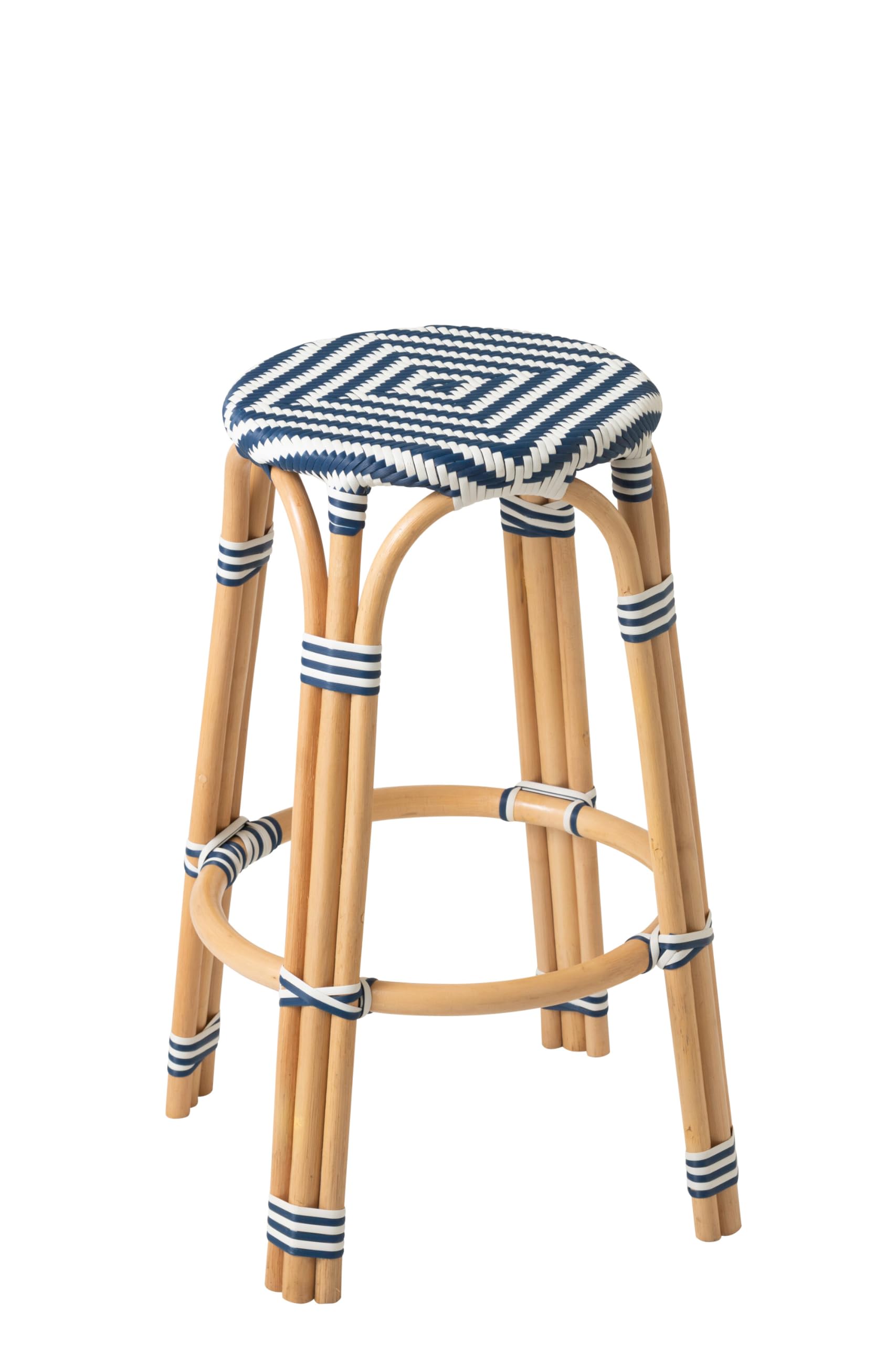 Tabouret Geo J-Line d'exception en bambou et rotin tressé main