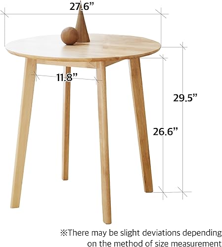 Miniatura 2 de Livinia Canberra - Mesa de comedor redonda de madera de 27.6 pulgadaspequeña mesa de cocina moderna de roble malayo de mediados de siglo (roble