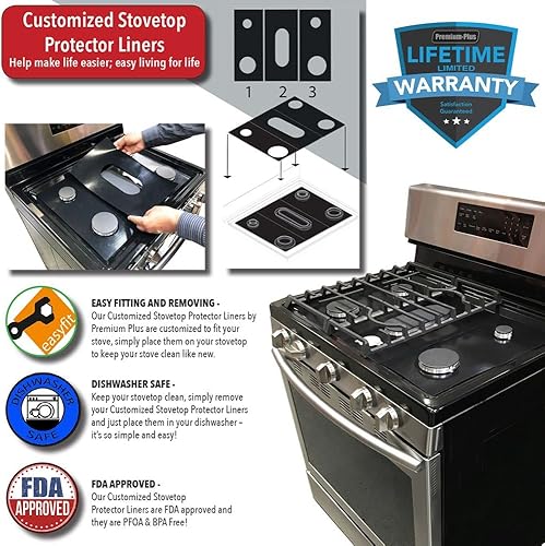 Miniatura 3 de Revestimientos protectores de estufa compatibles con estufas Whirlpool, cocinas de gas Whirlpool, personalizados, revestimientos de fácil limpieza