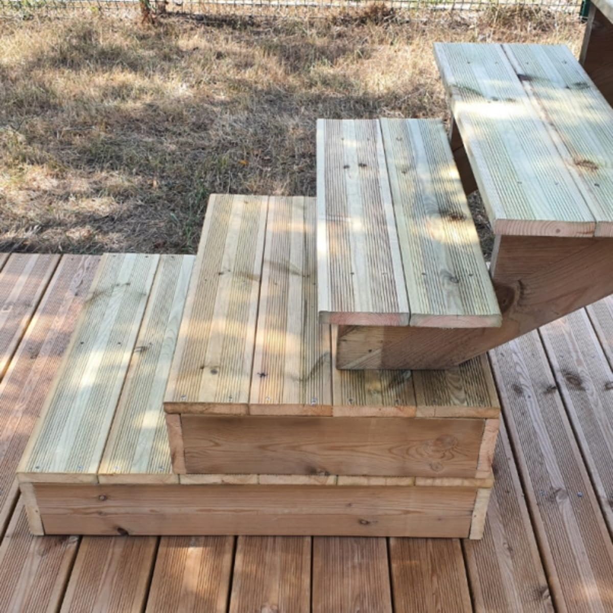 Marche Modulable- Marche Bois pour la création de votre Marche ou Escalier de Jardin en les empilant - Vinuovo (4 plaches 58 cm, 60 cm)