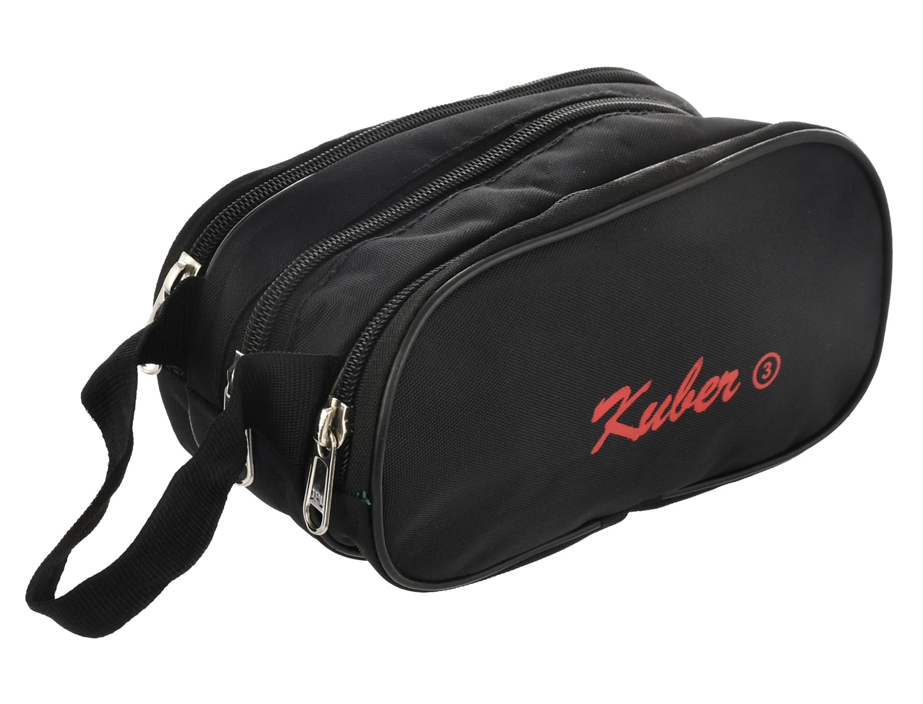 Kuber Industries Travel Toilerty Bag|Shaving Kit for Men|Cosmetic Bag for Travel Accessories|3 Zipper Comparments & Carrying Strip (Black)-image-49