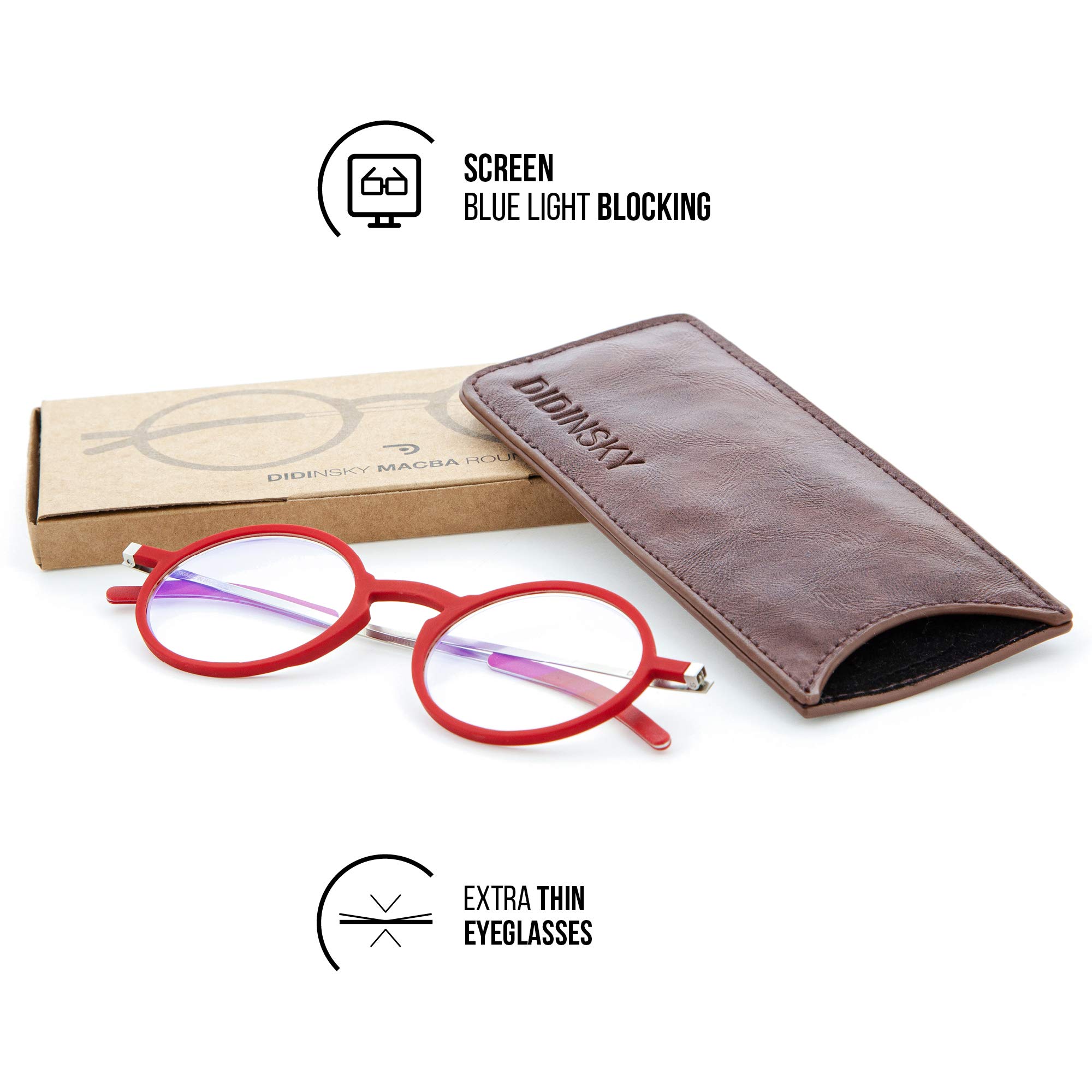 DIDINSKY CherryDIDINSKY Ultra Thin Reading Glasses for Men and Women. Very Light Graduated Glasses with Blue Light Protection Lenses. Klein +2.0 - Image 4