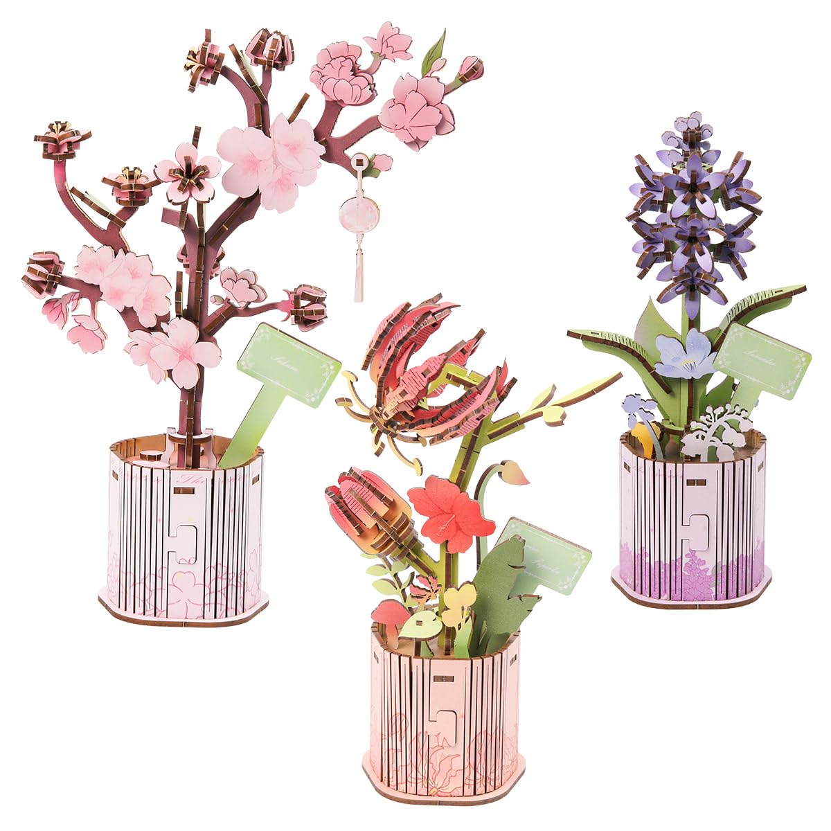 Amazon.com: Insgen 3D Wooden Flower Puzzle for Adults, 3 Flowers