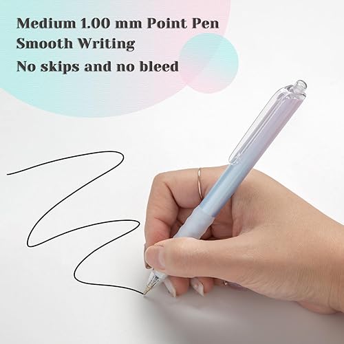 Miniatura 4 de Aisibeiger Bolígrafos de tinta negra, bolígrafos de escritura suave, punta media de 0.039 pulgadas, bolígrafos de oficina con agarre súper suave (12