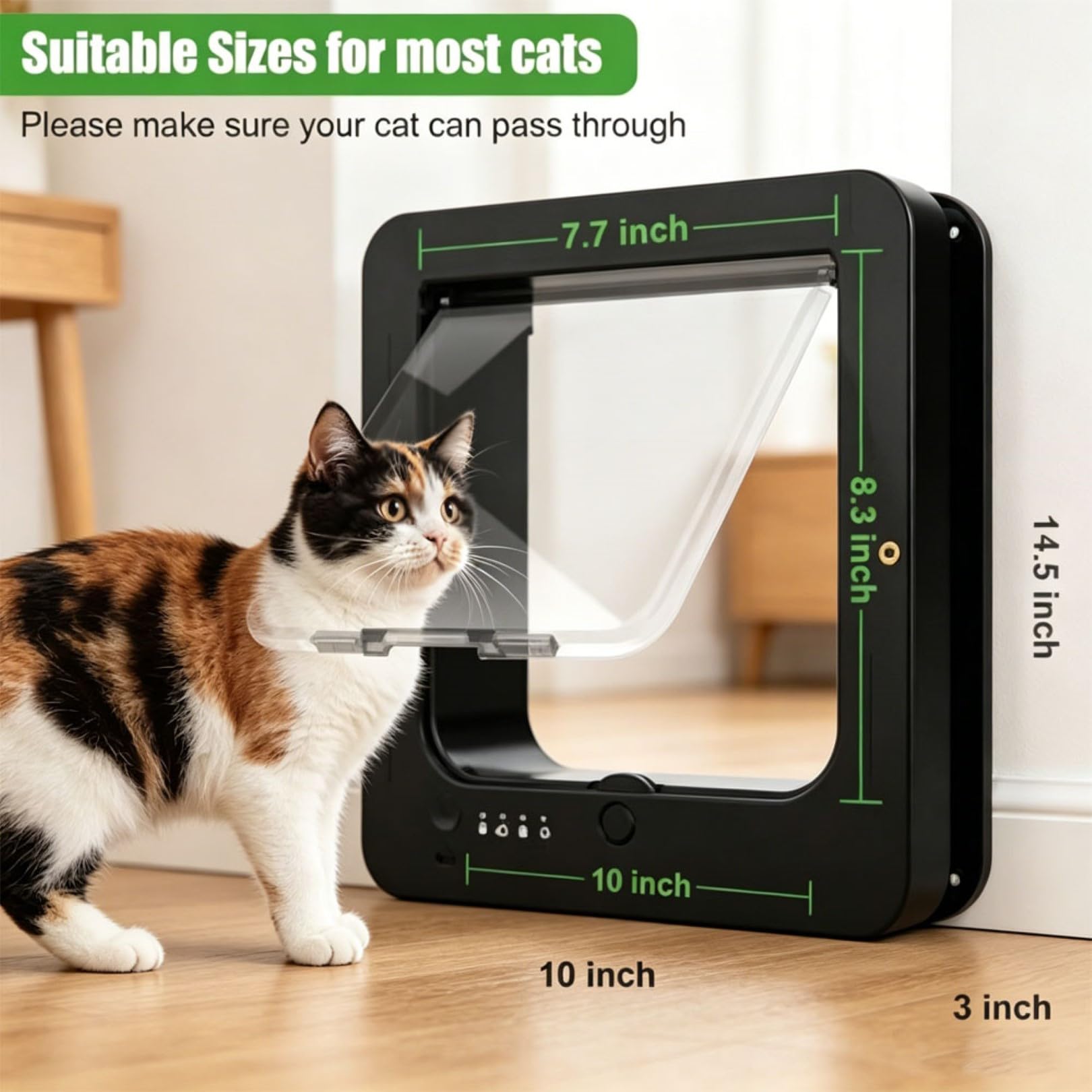 Trappe pour Chat avec Puce Électronique, Porte Automatique pour Animaux avec Verrouillage À 4 Voies, Capteur de Collier, Télécommande, Étanche 29 X 25 Cm pour Chats Et Petits Chiens Black