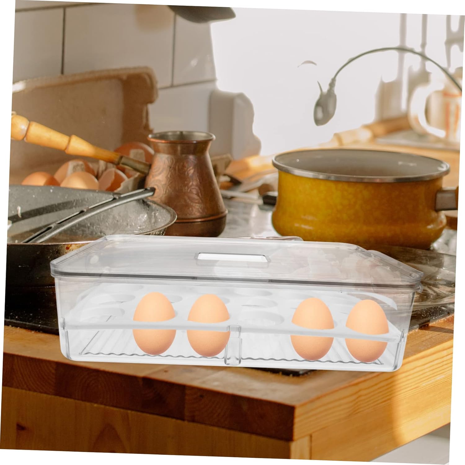 Refrigerator Holder and Vegetable Storage Box Stackable Pet Preservation Container for Eggs Dumplings and Fruits Capacity Easy to Design for Kitchen Organization