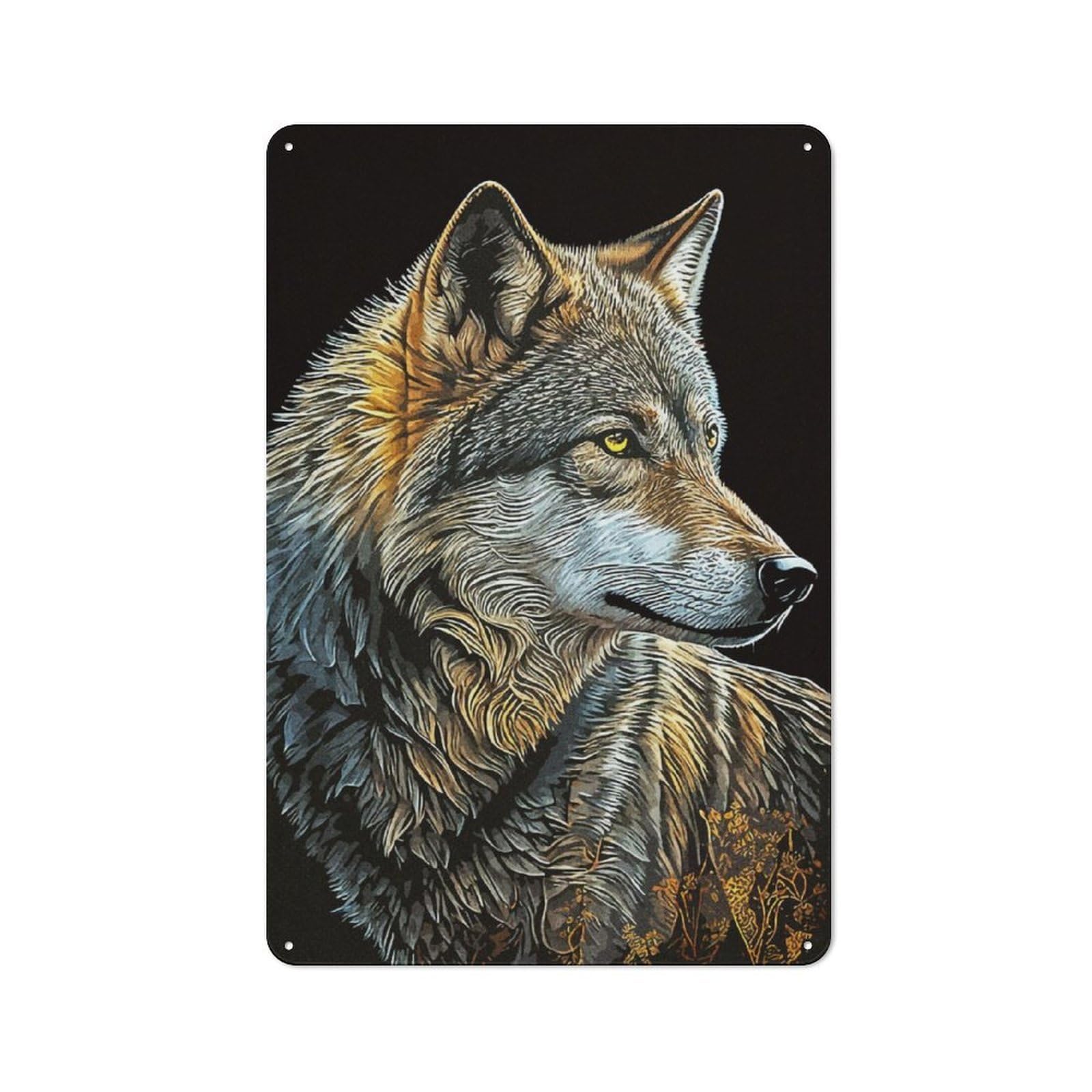 Tin Sign 30x20cm with Wolf Vintage for Workshop Wall, Vintage Decor, for Metal Sign Collectors, for Garage And Workshop Walls