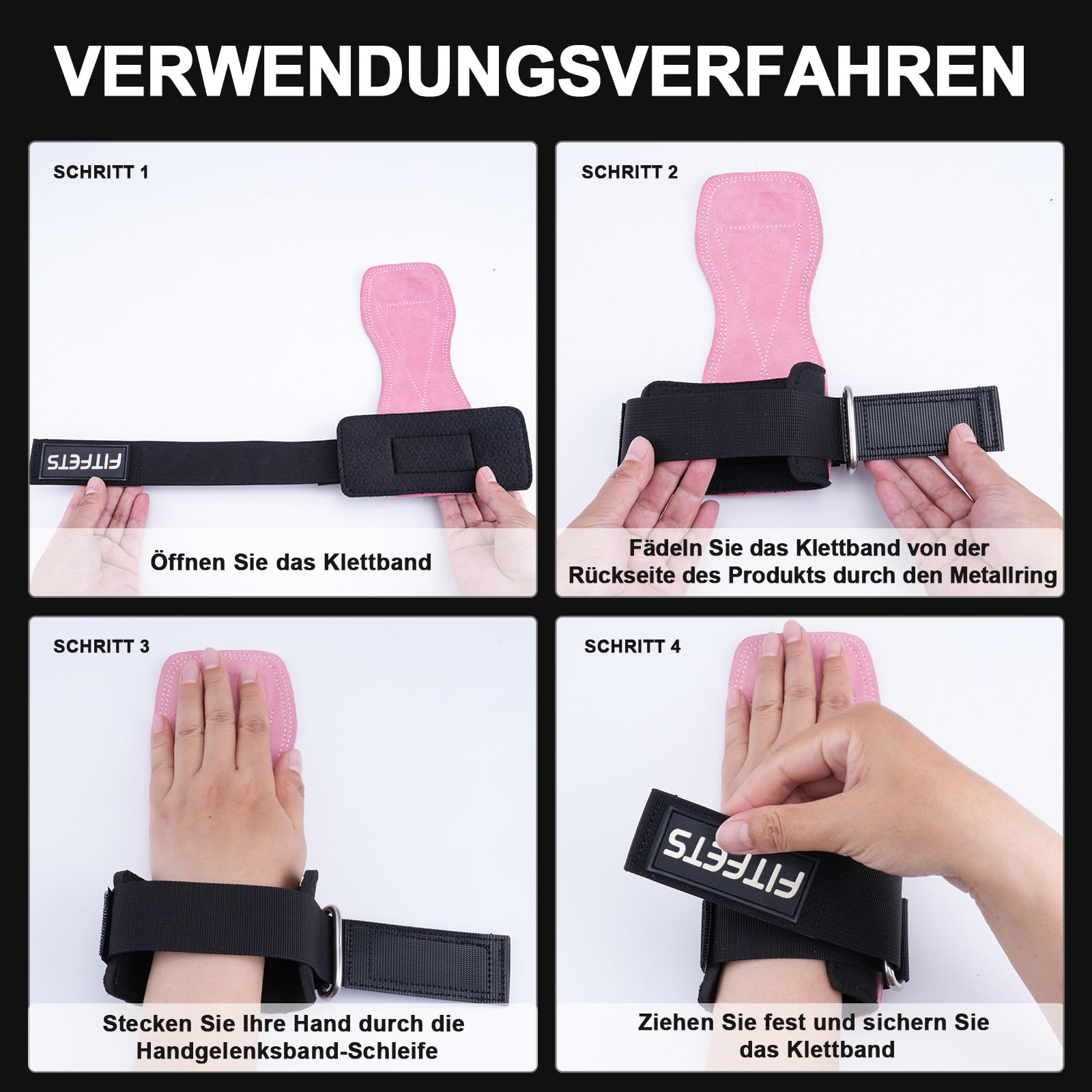 Zughilfen für Krafttraining, Lifting Straps für Krafttraining, Bodybuilding, Gewichtheben und Fitness, Fast Grip Leder Zughilfe für Männer und Frauen