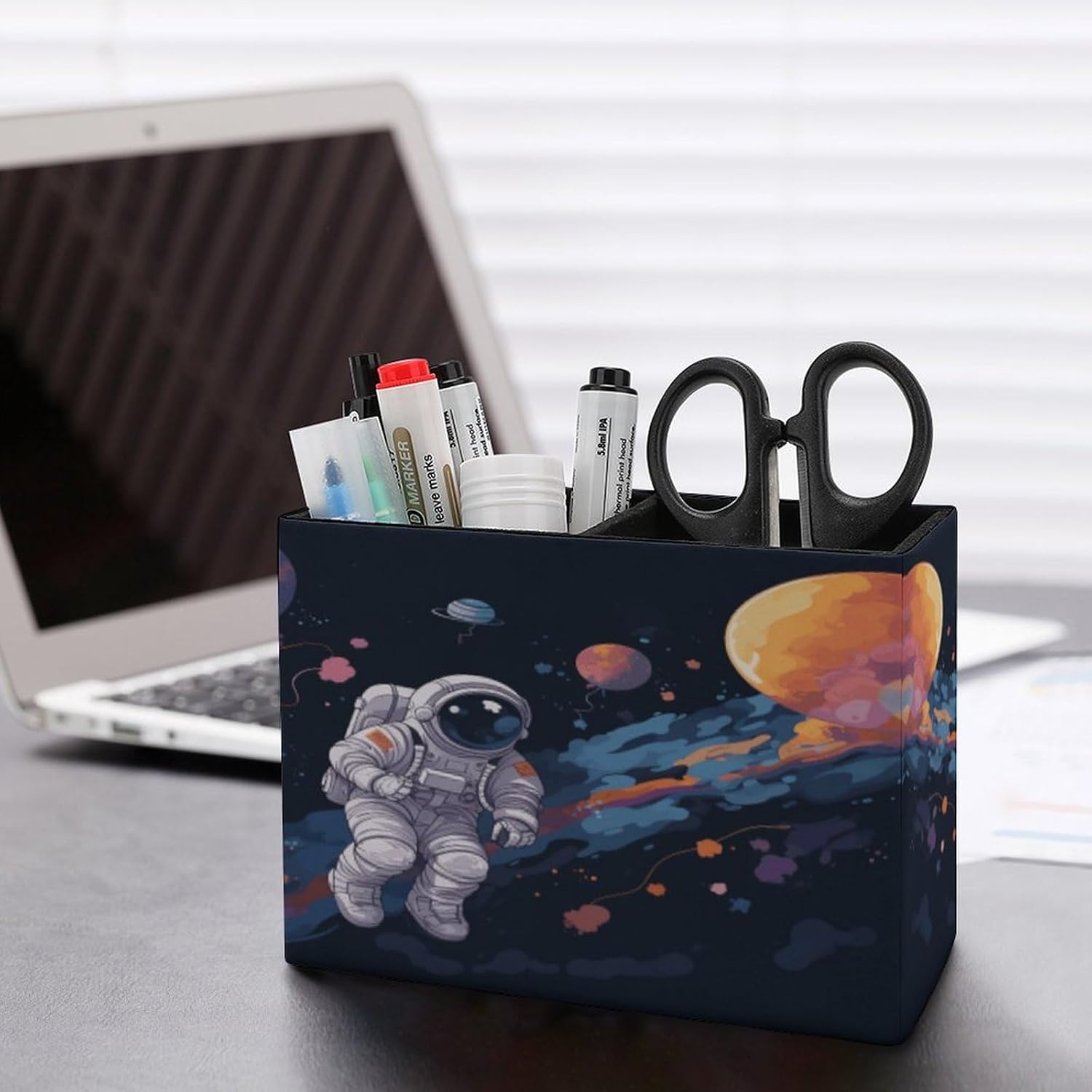 Rectangle Pen Holder Astronaut Space Flight Desk Organizer Pencil Cup image 5
