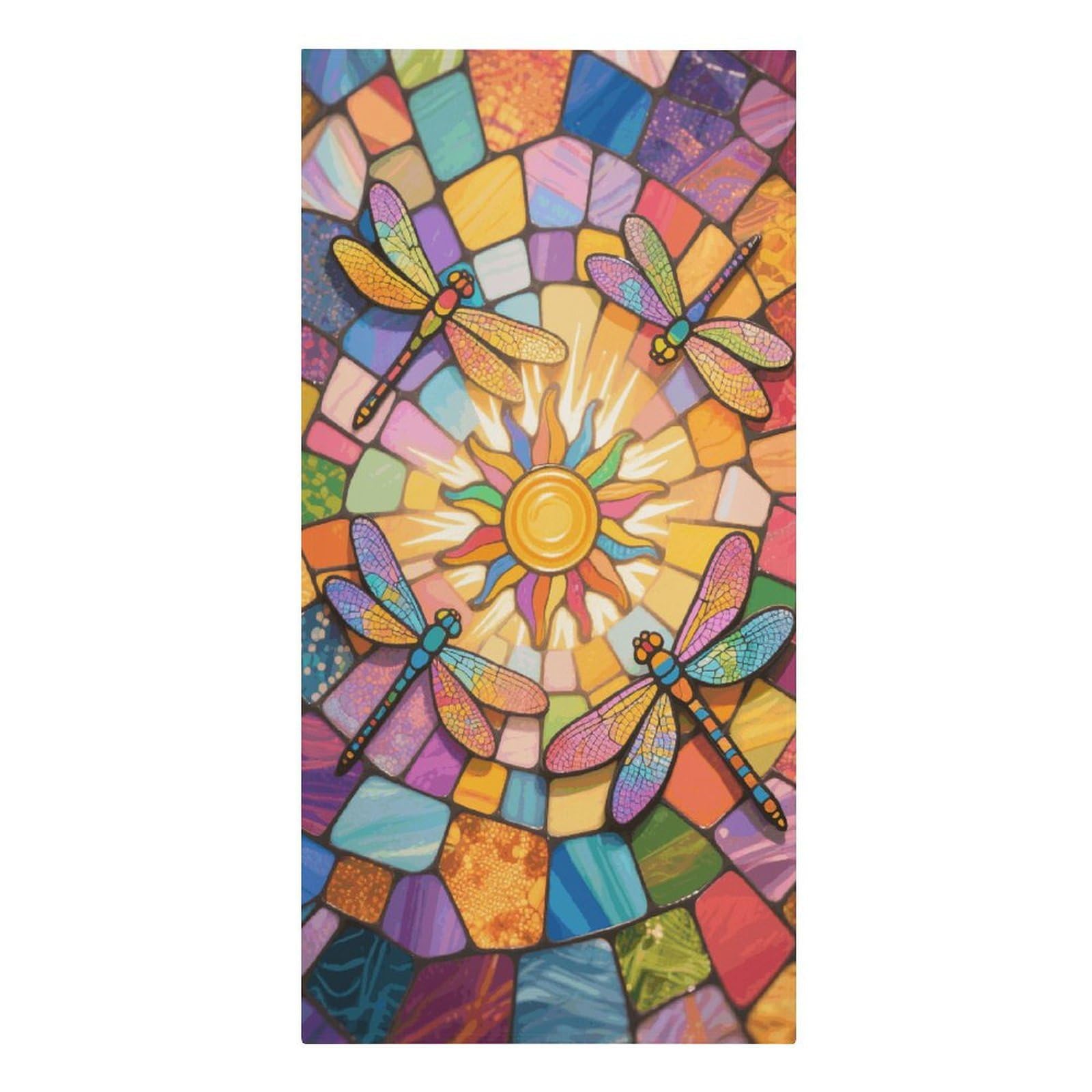 VstaDank Stained Glass Dragonfly Beach Towel Vacation Essentials Sand Free Soft Quick Dry Swim Towels 61"x30" Modern Extra Large Towels Lightweight Microfiber Beach Towel for Swimming Pool