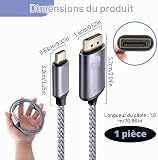USB-C to DisplayPort Adapter 8K 60Hz Bidirectional 6ft High Definition Video Transmission Cable Compatible with iPad iPhone 15/16/17 Pro Max Galaxy S24 S25 Tab S9 PC Laptop Monitor DP - 2