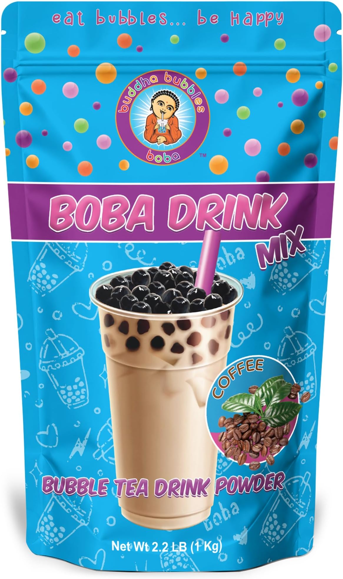 Premium CAFE LATTE (Coffee) Boba/Bubble Tea Drink Mix Powder By Buddha Bubbles Boba (2.2 Pounds / 1 Kg)