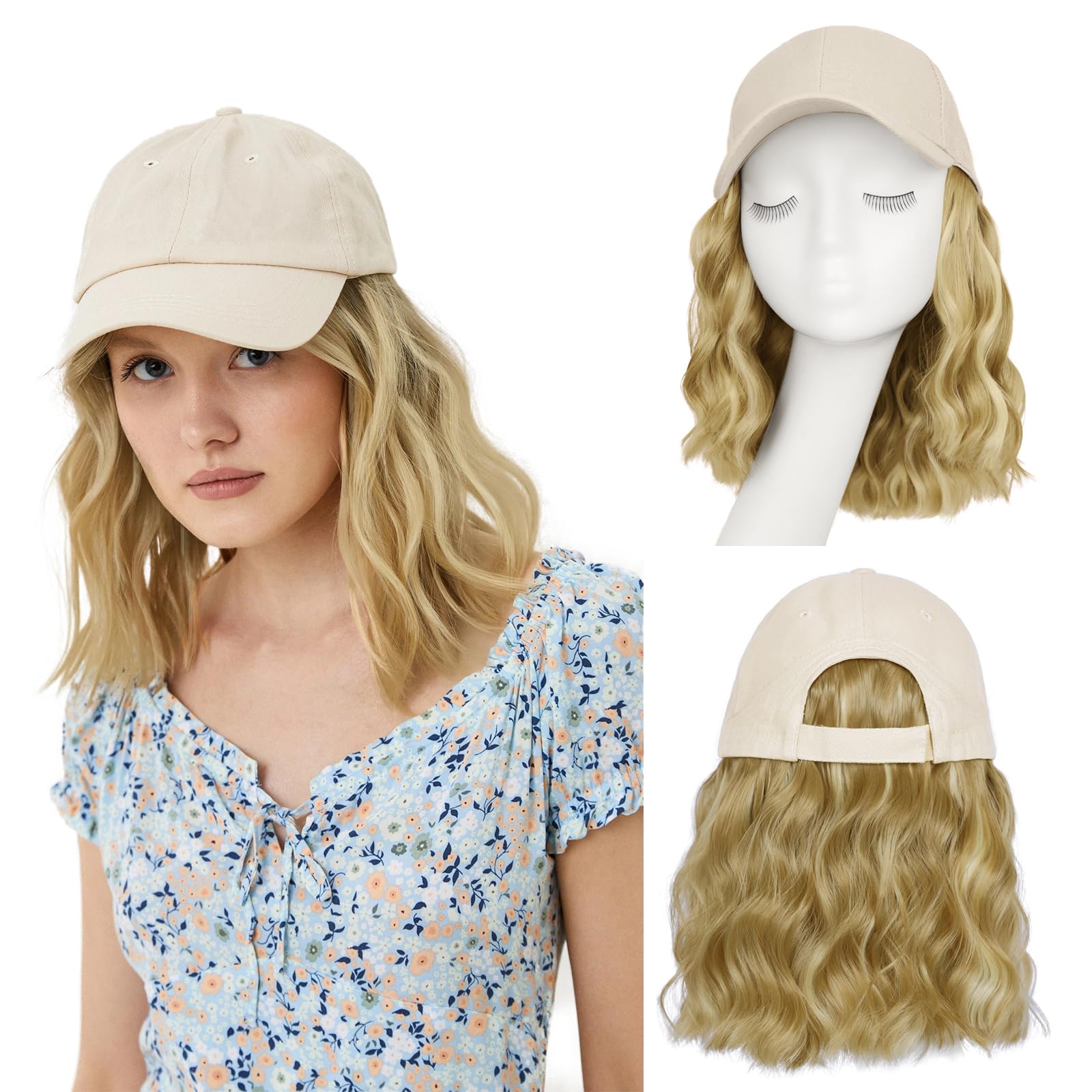 Wig BRAND New Adjustable Cap Amazon.com : Yunkang Baseball Cap Wig 20in Long Natural Wave  main image 4