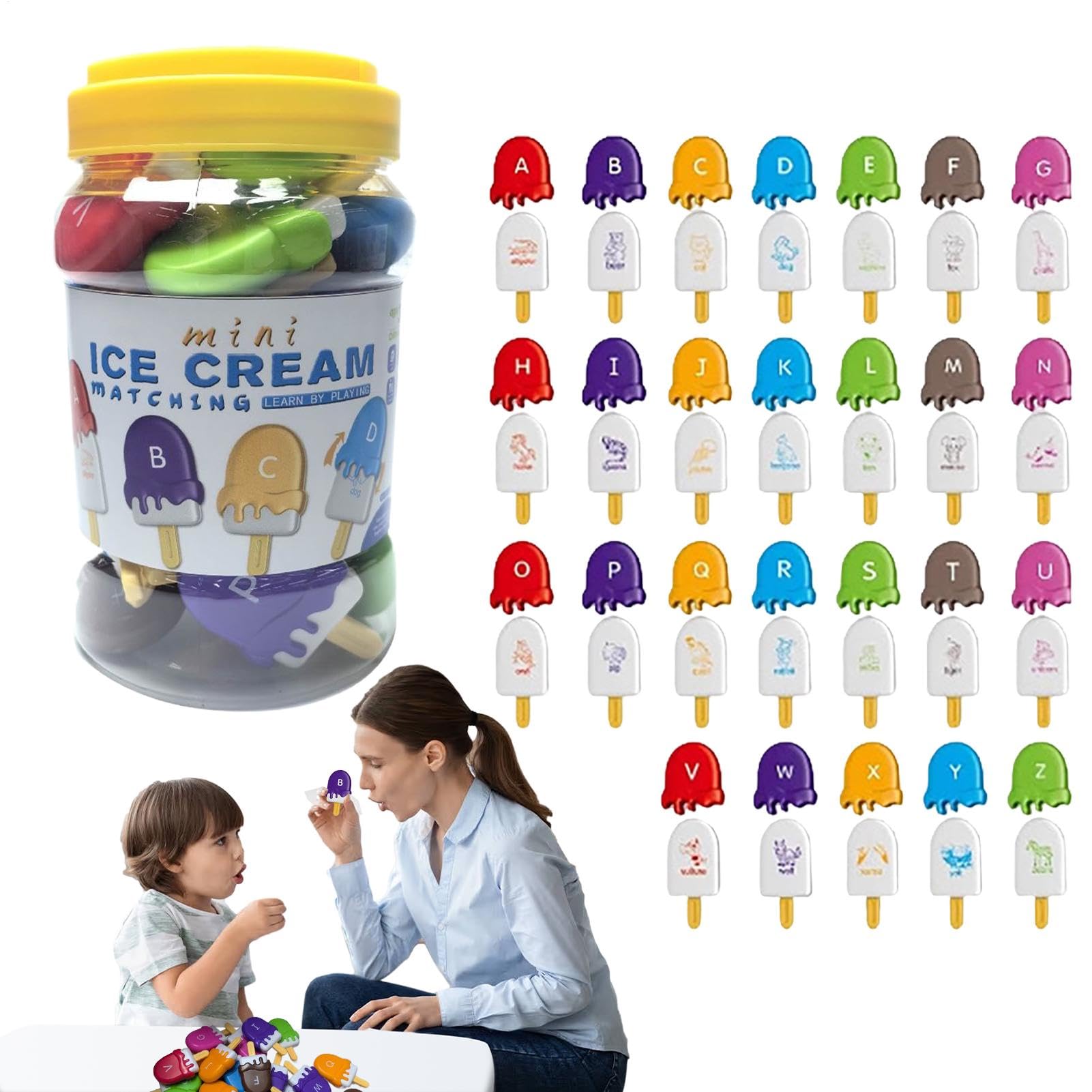 Alphabet Learning Toys, Letter Matching Games for Kindergarten, Creative Alphabet Learning Ice Lollipop Set, Learn English Words Toys, Kids Toys
