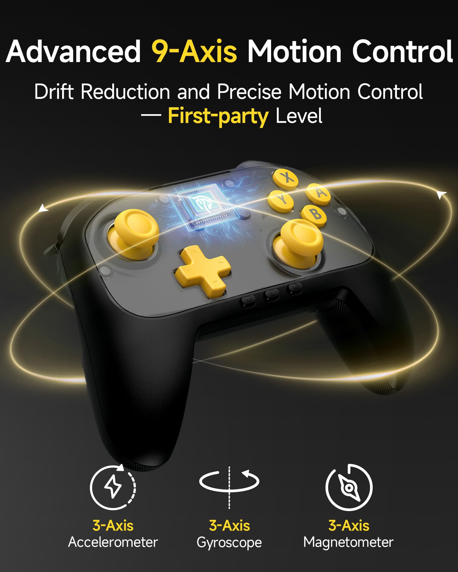 EasySMX S10C Manette pour Switch 2 avec réveil, chat en jeu, mouvement 9 axes, fonction de programmation native, manette Switch 2 Pro avec batterie 1000mAh et façades avant magnétiques – Noir