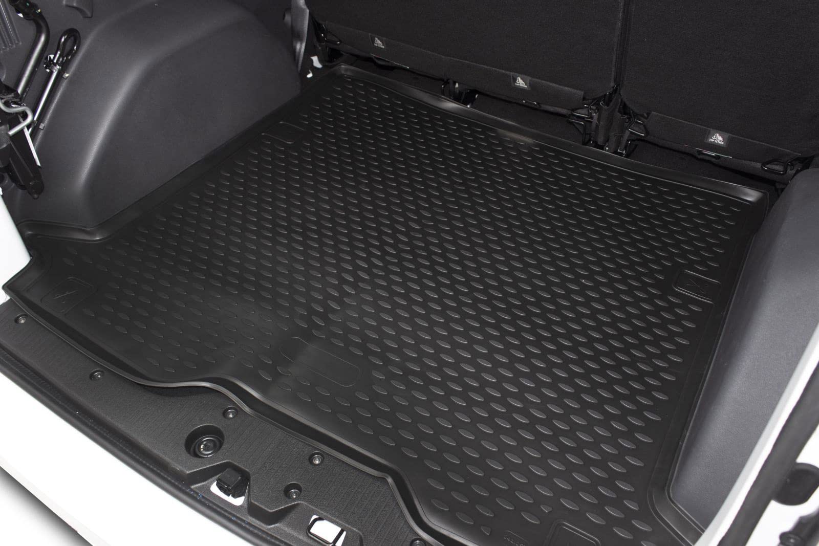 J&J AUTOMOTIVE Tapis de Coffre en Caoutchouc Premium Dacia Dokker 2012-2021, Ajustement Spécifique, Bord Haut, Noir, Antidérapant, Inodore