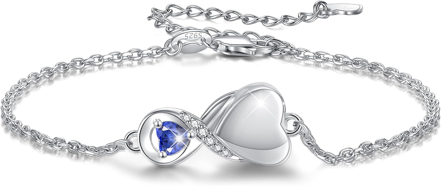 Infinity Cremation Jewelry Bracelet for Ashes for Women: S925 Sterling Silver Rose Gold Abalone Shell Urn Bracelets for Human Ashes - Memorial Jewelry Gifts for A Loss of Loved Ones