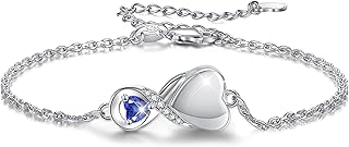 Infinity Cremation Jewelry Bracelet for Ashes for Women: S925 Sterling Silver Rose Gold Abalone Shell Urn Bracelets for Human Ashes