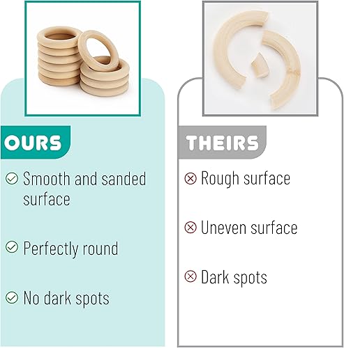 Miniatura 4 de Mr. Pen Anillos de madera de abedul, 2.7 pulgadas, paquete de 10, anillos de madera para manualidades