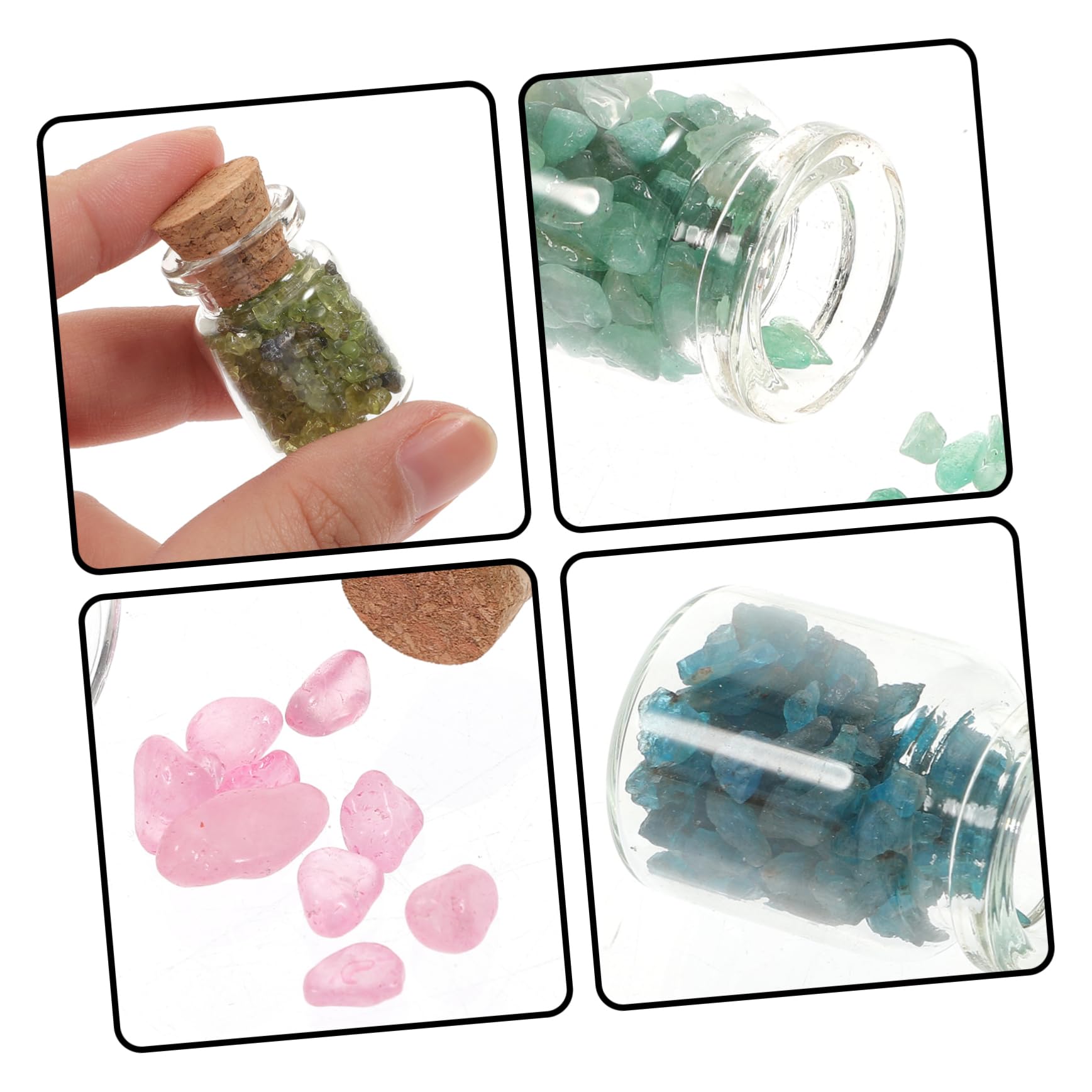de Piedras Pulidas y Accesorios de Meditación para Decoración del Hogar 10 Botellas de Cristal Natural en Botellas de Deseos