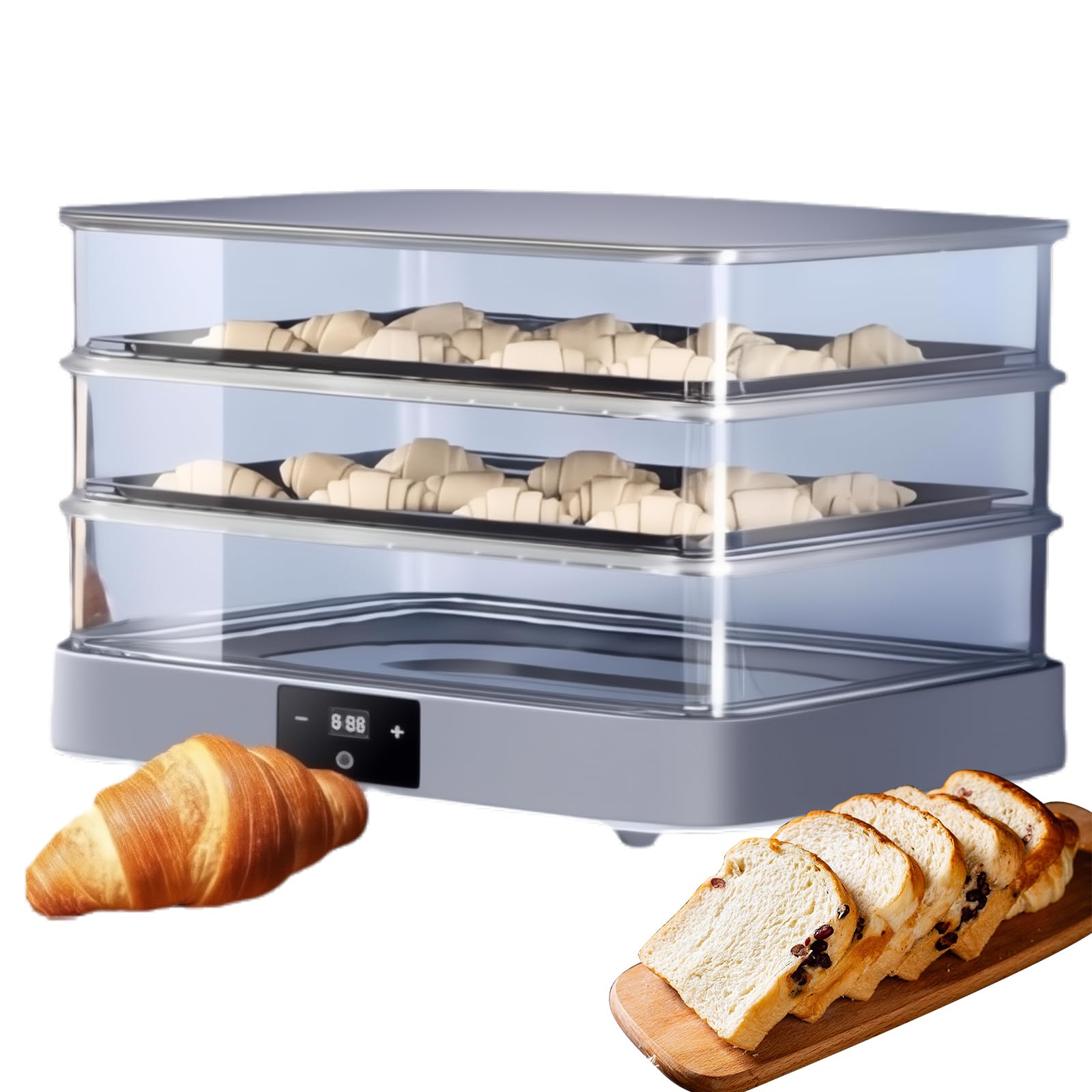 FHRKA Electric Dough Proofer, 40L Bread Proofing Box with Adjustable 20–45°C Temperature, 1–24H Timer & Humidity Control