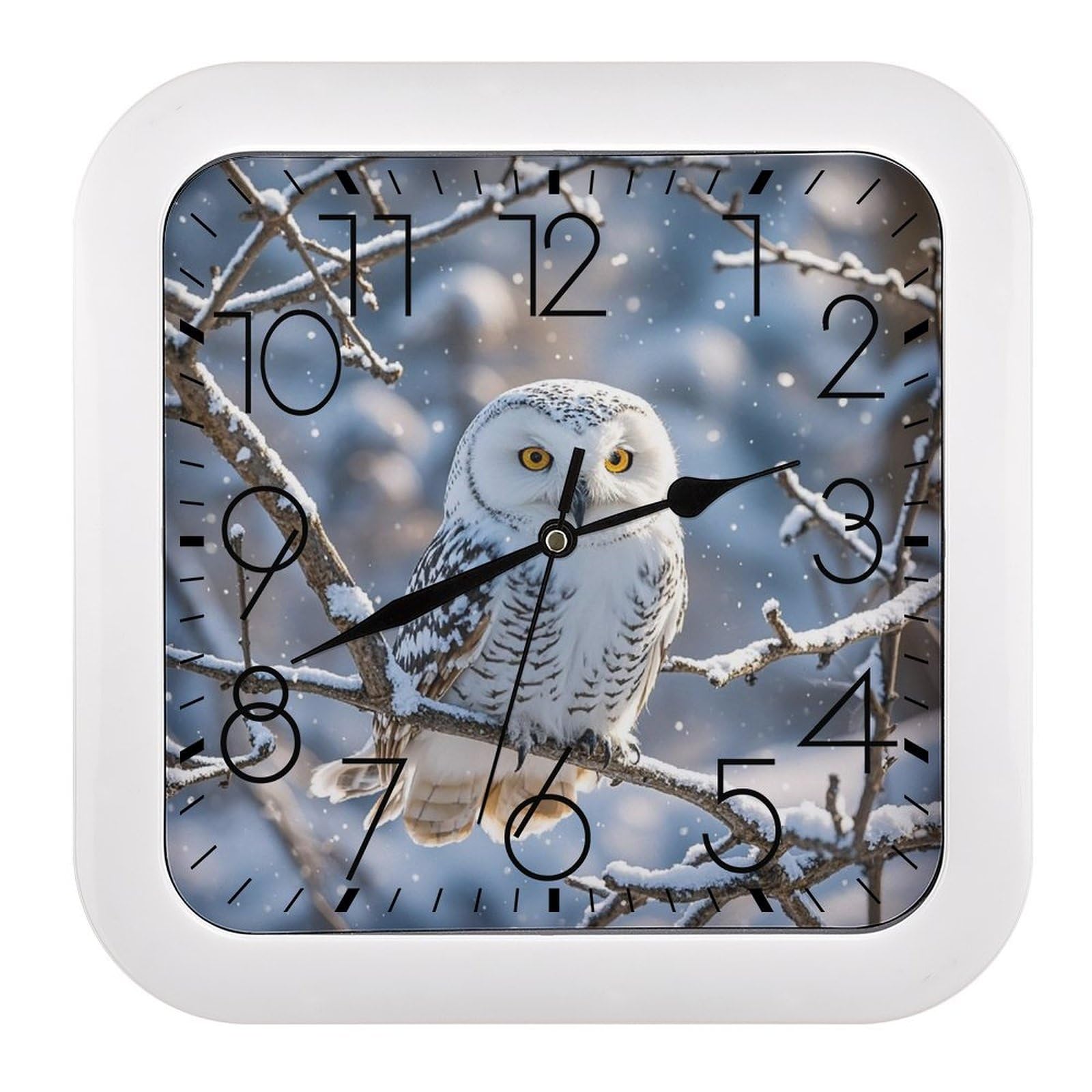Horloge murale hibou blanc pour stopper le bruit du tic-tac dans la chambre