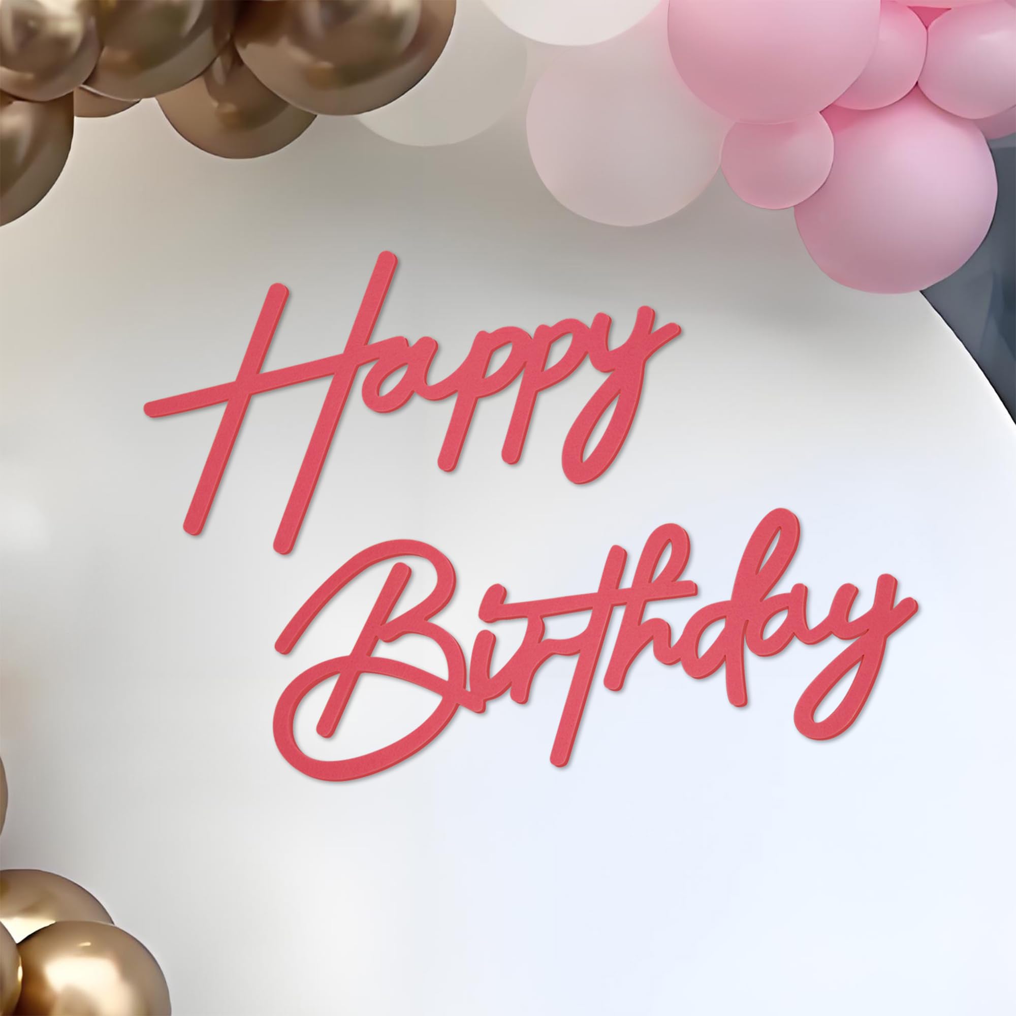 GYFCI Happy Birthday Sign for Arch Backdrop - Felt Happy Birthday Letters Banner & Sign for Girls, Boys & Adults' Birthday Party Balloon Arch Decorations (Pink)