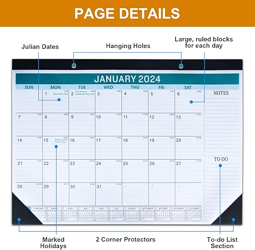 Miniatura 4 de Calendario de escritorio 2024  18 meses, funciona desde enero de 2024 a junio de 2025  Planificador grande de escritoriopared de 17 x 12 pulgadas