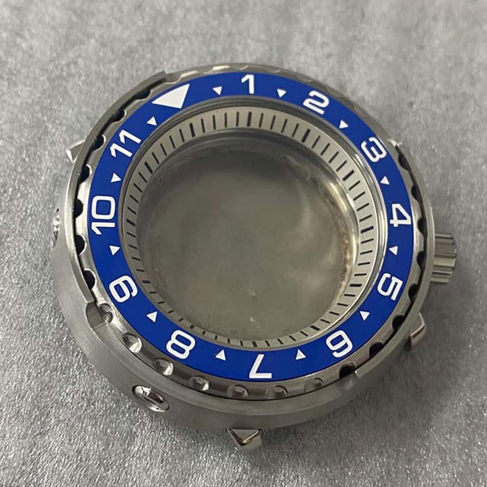 Obudowa zegarka ze stali nierdzewnej 45 mm ze szkłem mineralnym i ceramicznym pierścieniem wewnętrznym, do modyfikacji ruchu mechanicznego NH35/NH36