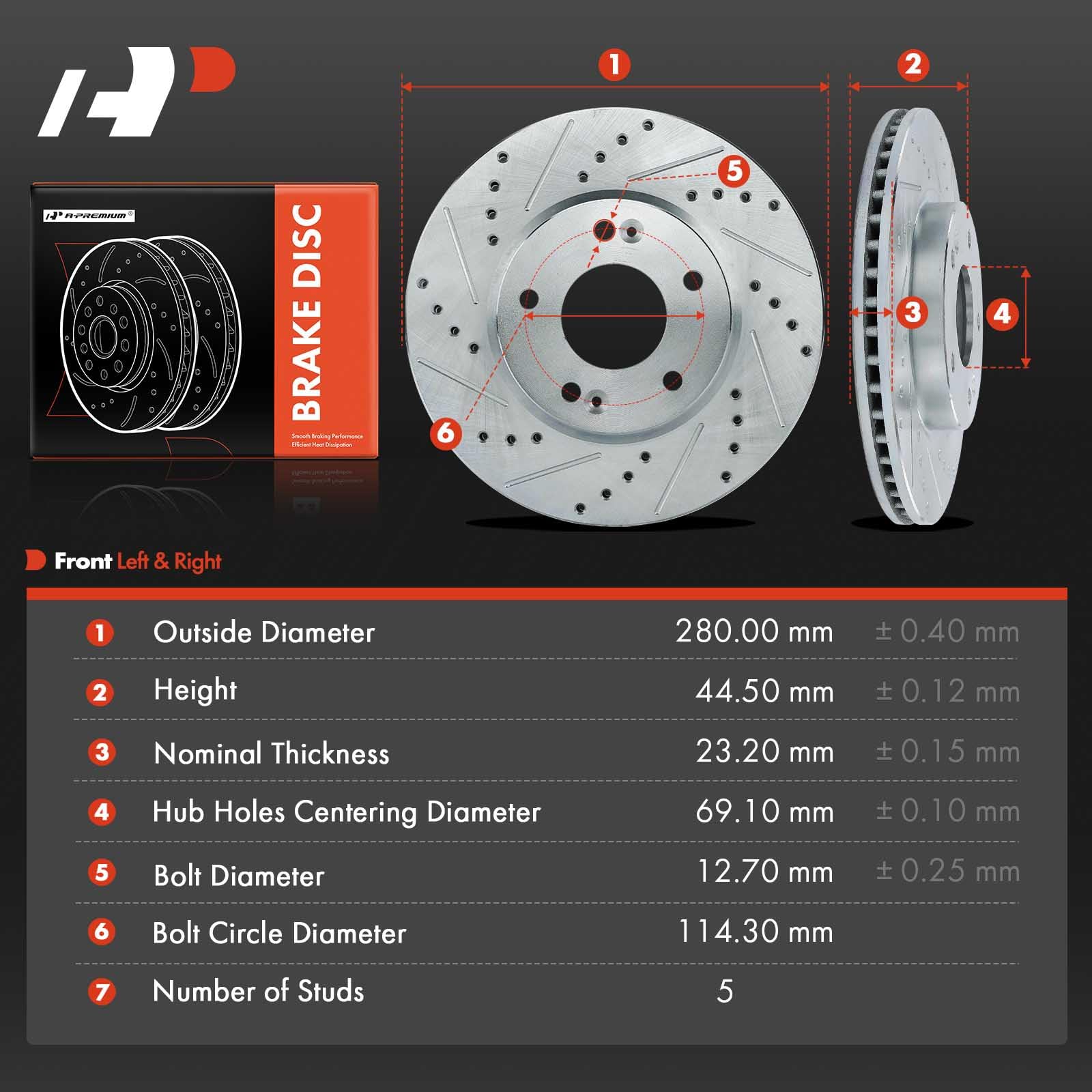 Front Brake Rotor & Pad Kit For 2012-2013 Kia Forte Koup & Forte5 - 280mm Ceramic Pads