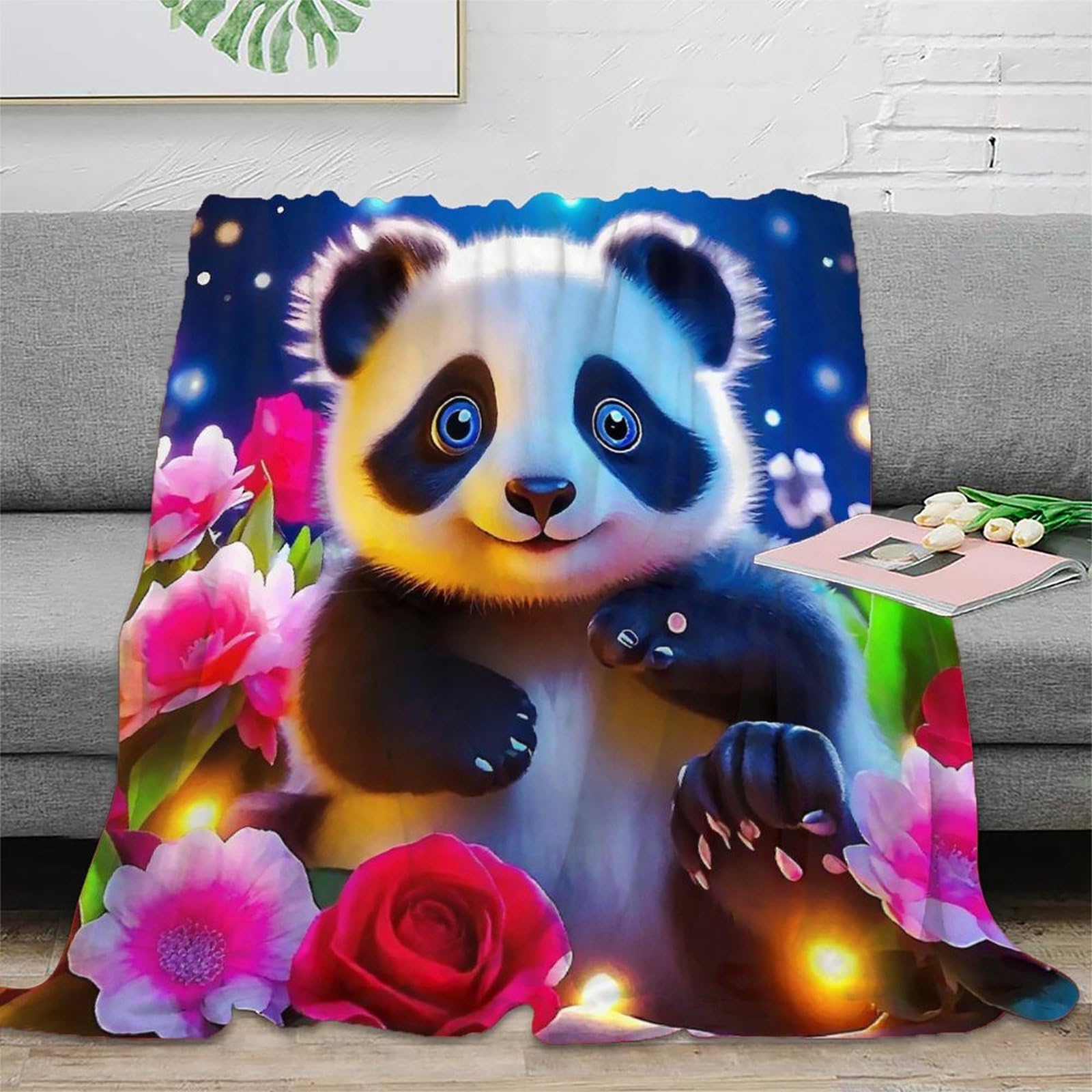 Couverture Panda géant microfibre de qualité supérieure au toucher velours pour lit