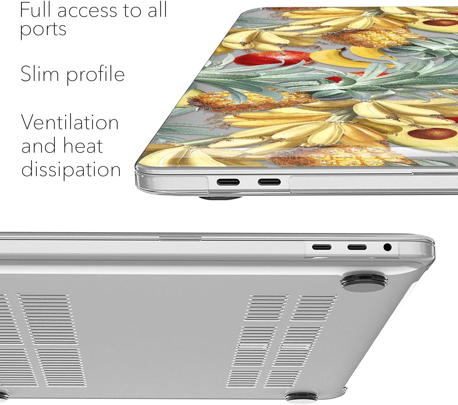 Hard Case Compatible with MacBook Air 13 15 inch Pro 16 14 M5 M4 M3 M2 M1 2026 2025 2024 2022 2020 Pineapple Banana Retina Protective Exotic Laptop Cover Tropical Fruits Botanical Art
