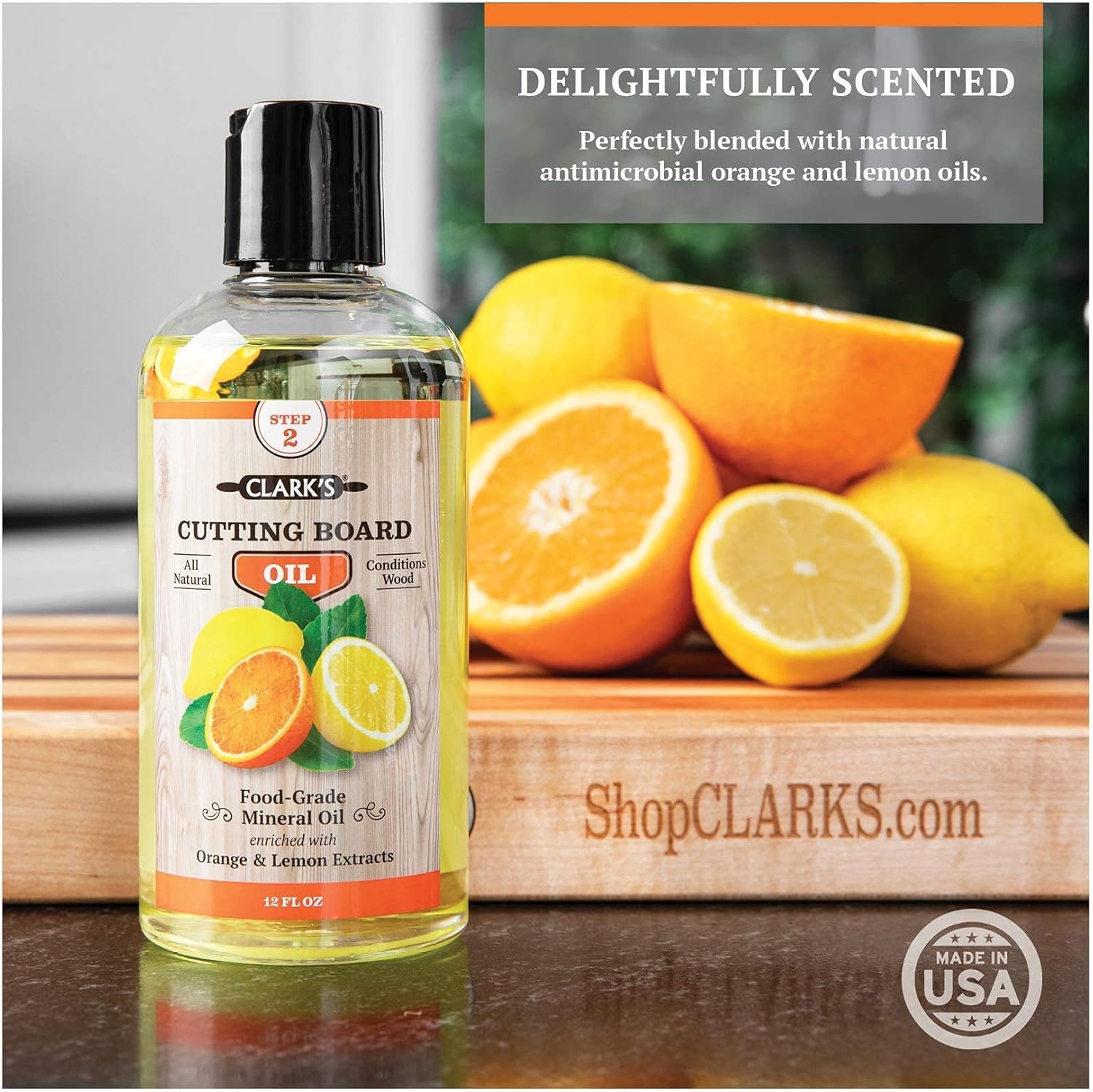 CLARK'S Orange Cutting Board Oil and Round Applicator | Orange Cutting Board Care