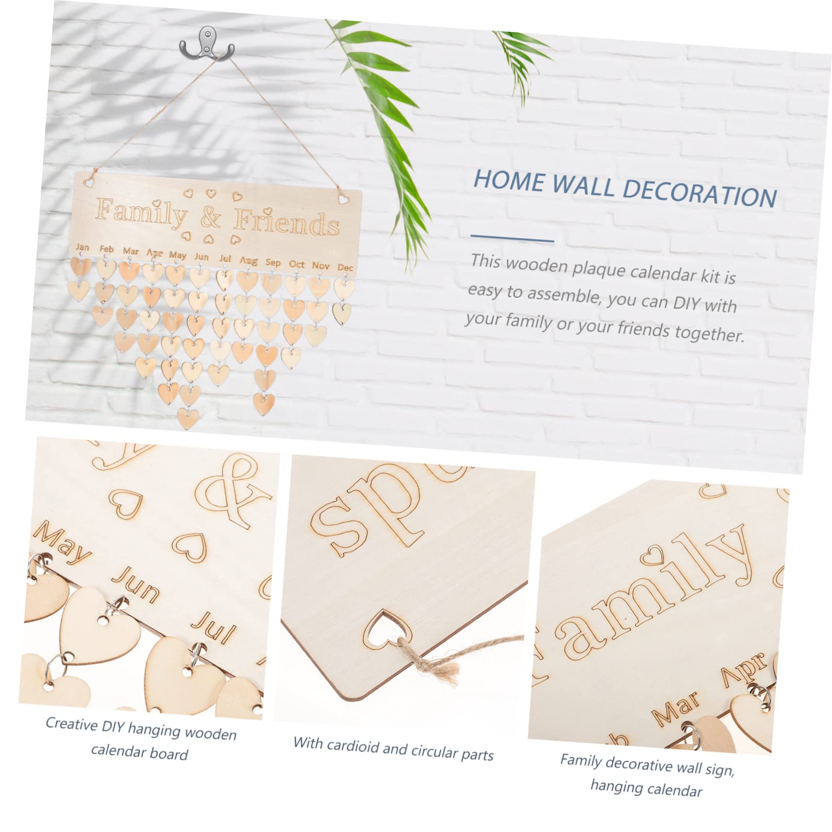 SHINEOFI 5sets Calendario Di Compleanno Legno Per Famiglia e Amici Decorazione Da Parete Per Festeggiamenti Speciali Facile Da Montare e Personalizzabile Per Famiglie Numerose