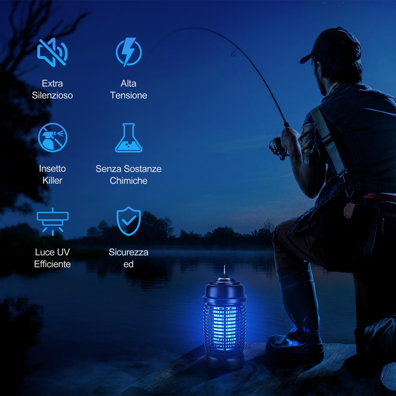 Lampada Antizanzare Elettrica, 20W UV Anti Zanzare, Zanzariera Elettrica Impermeabile IPX4, Insetticida Zanzare per Casa Cucina Giardino Interno Esterno