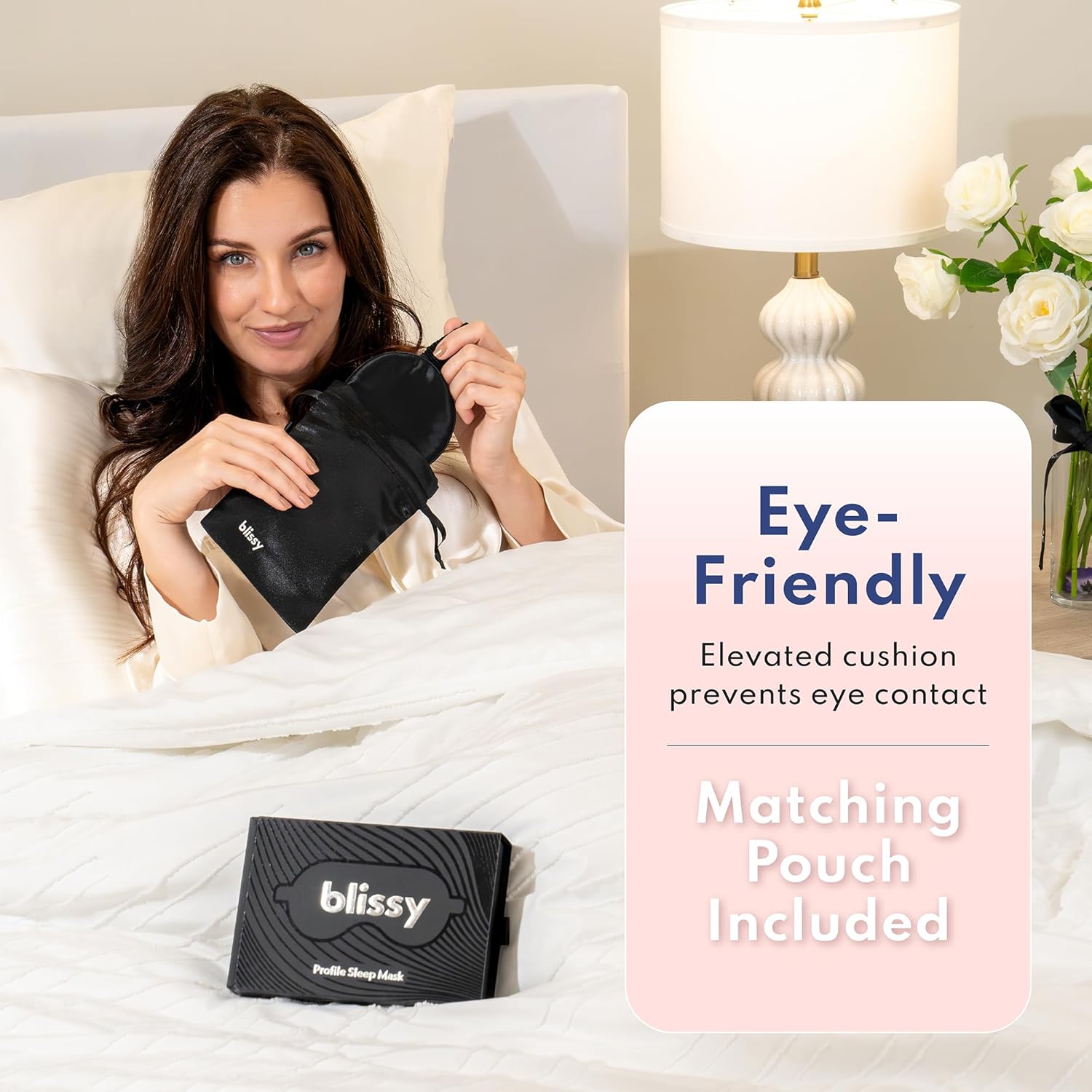 Blissy Silk Sleep Mask Profile - 100% Pure Mulberry Silk 22 Momme 6A Fibers Silk Eye Sleeping Mask for Women & Men for Total Blackout - Blindfold Silk Sleep Mask Side Sleeper Eye Cover (Black) - Image 8