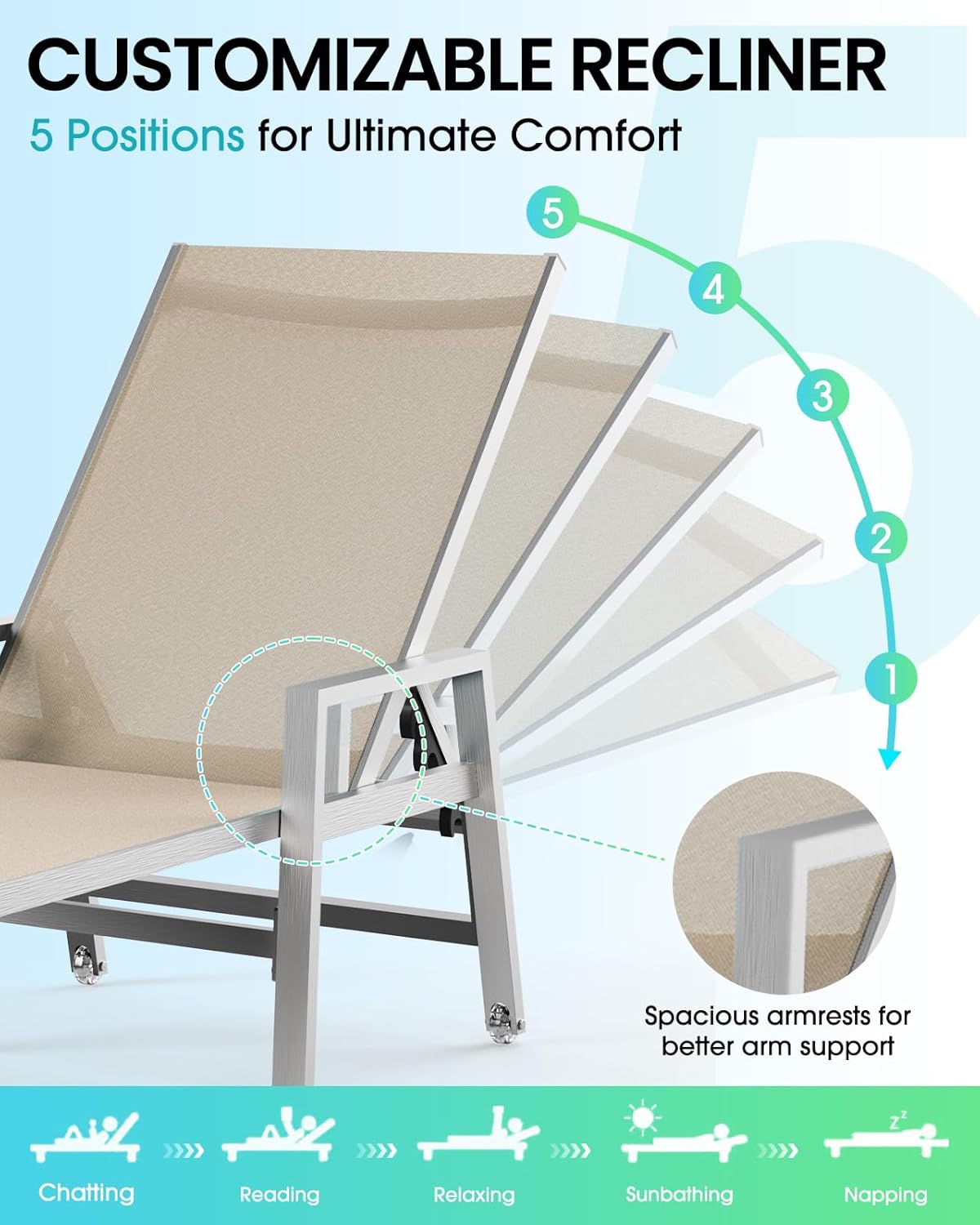 Ultimate Comfort Awaits: Review of the Adjustable Patio Chaise Lounge Chair with Wheels