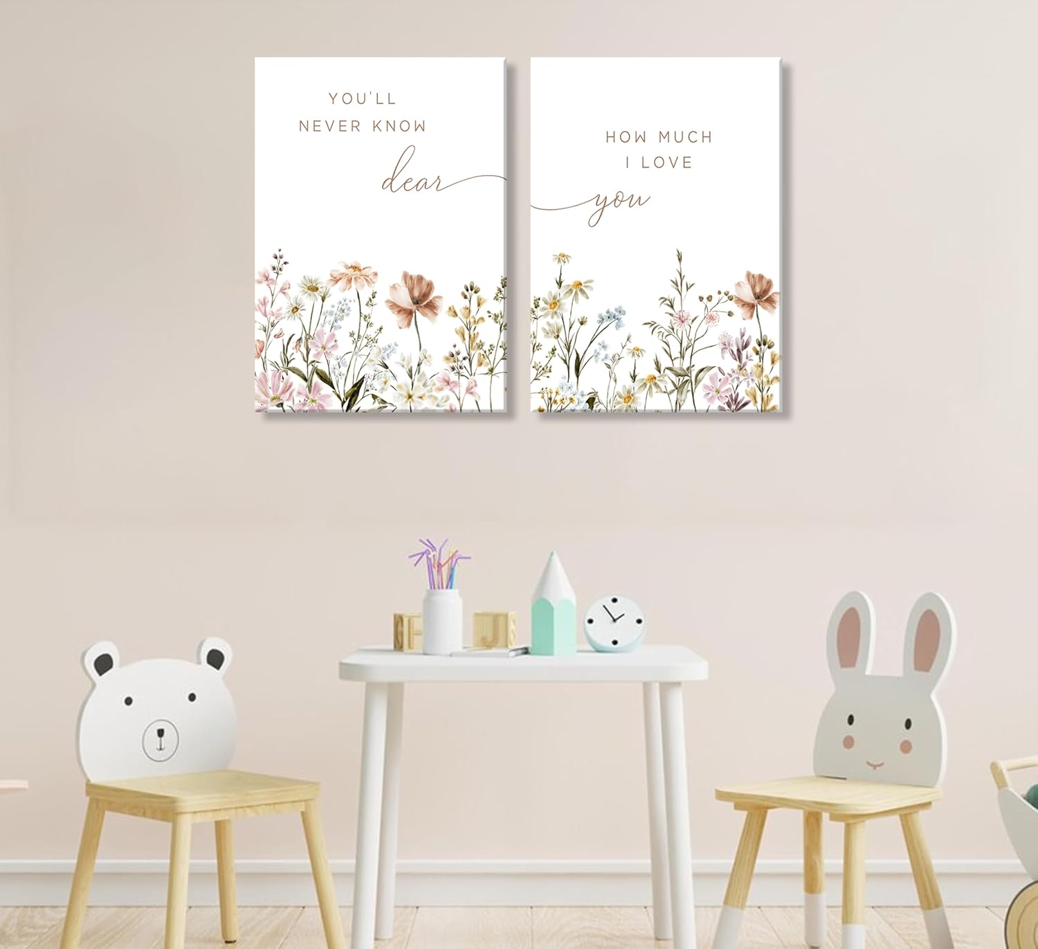 2 Pcs Wildflower Nursery Canvas Wall Art Flower Botanical Sentence Poster Painting Picture Wall Decor Boho Girl Nurseries PrintArtwork for Nursery Baby Room Living Room Bedroom Home Decoration Canvas 16L" x 12W" image 4 of 7 B0DJ2SXHH5