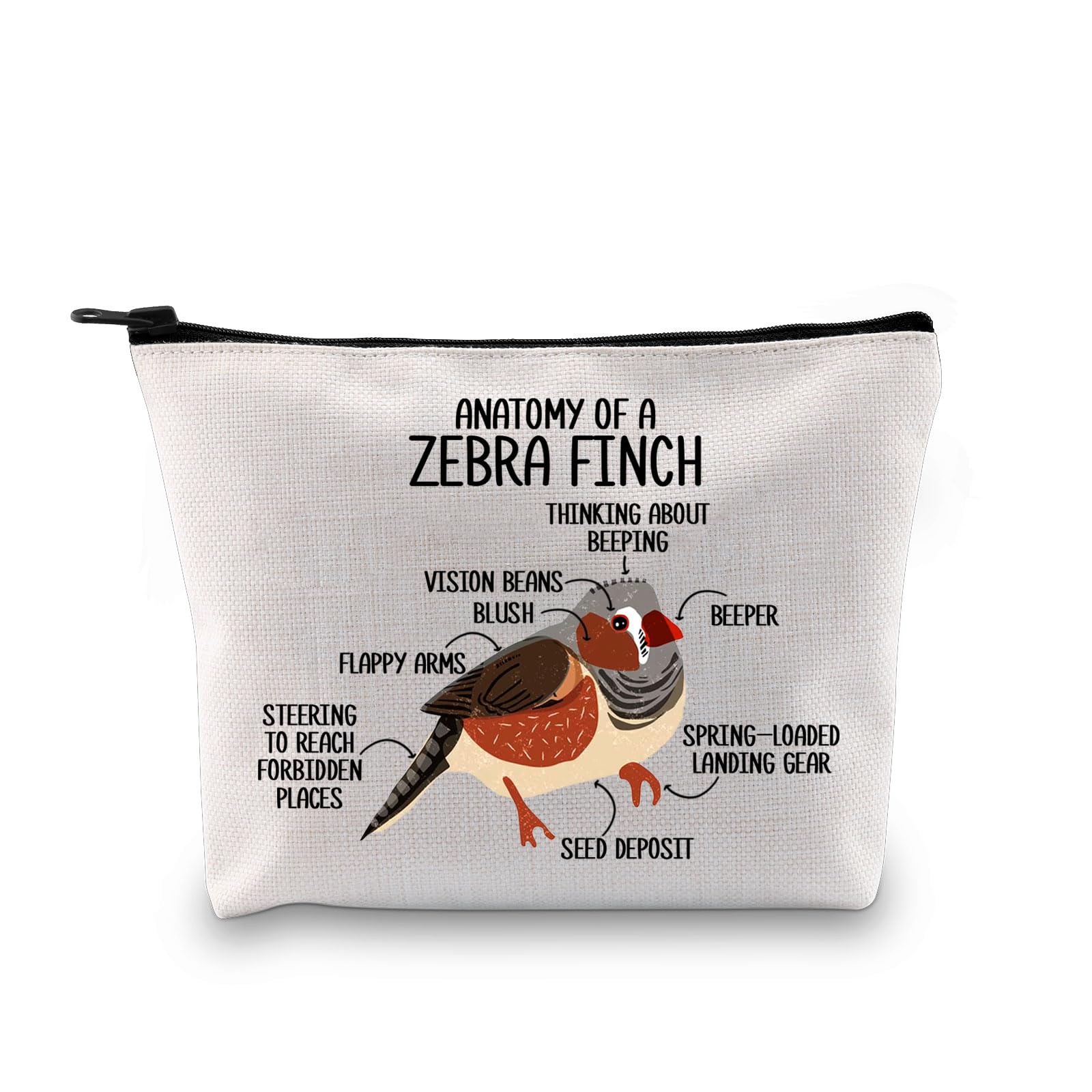 PYOUL Zebra Finch Lover Gift Anatomy of A Zebra Finch Makeup Bag Zebra Finch Mom Cosmetic Bag Zebra Finch Bird Owner Merch (A Zebra Finch Bag)
