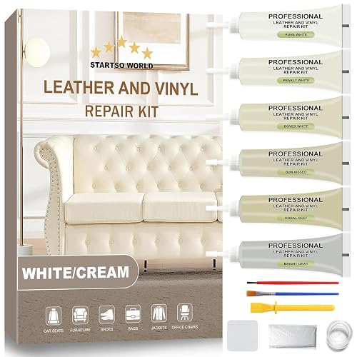 STARTSO WORLD Cream Leather Repair Kit for Furniture, Leather &