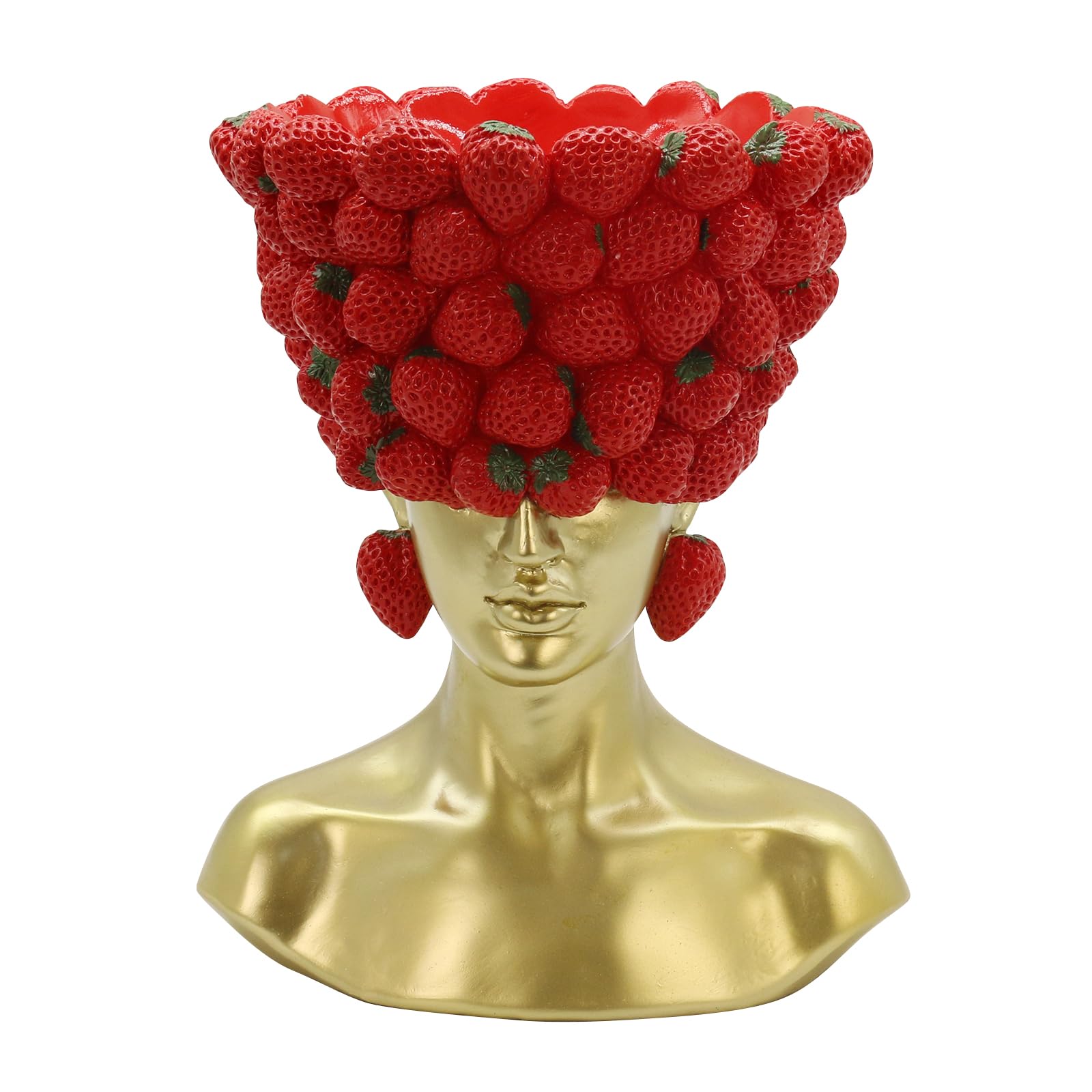 Statue de plateau fraise en résine pour décoration moderne de bureau