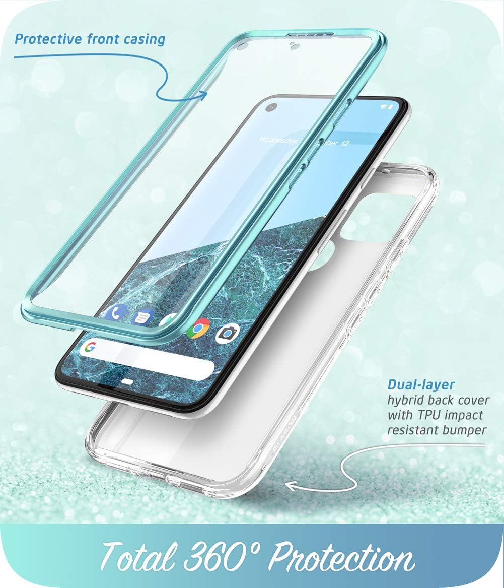 i-Blason Cosmo Series for Google Pixel 5 Case (2020), Slim Full-Body Stylish Protective Case with Built-in Screen Protector (Ocean), GooglePixel5-Cosmo-SP