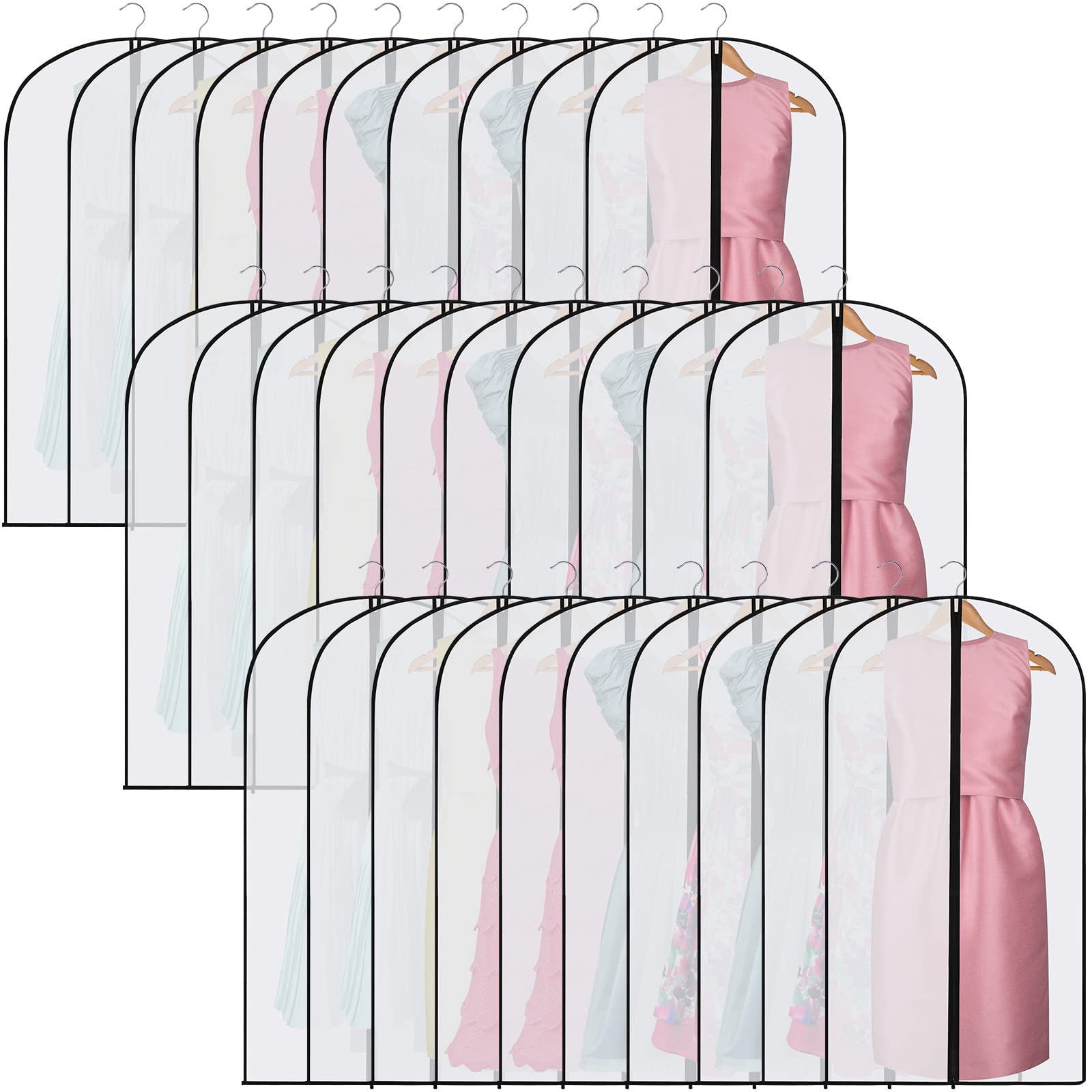40 Pieces 60/40inch Garment Bags for Hanging Clothes with Zipper Hanging Garment Dress Bags for Gowns Long Storage Plastic Suit Cover for Coat Protector Travel Closet Clothing(24 x 40 Inch)