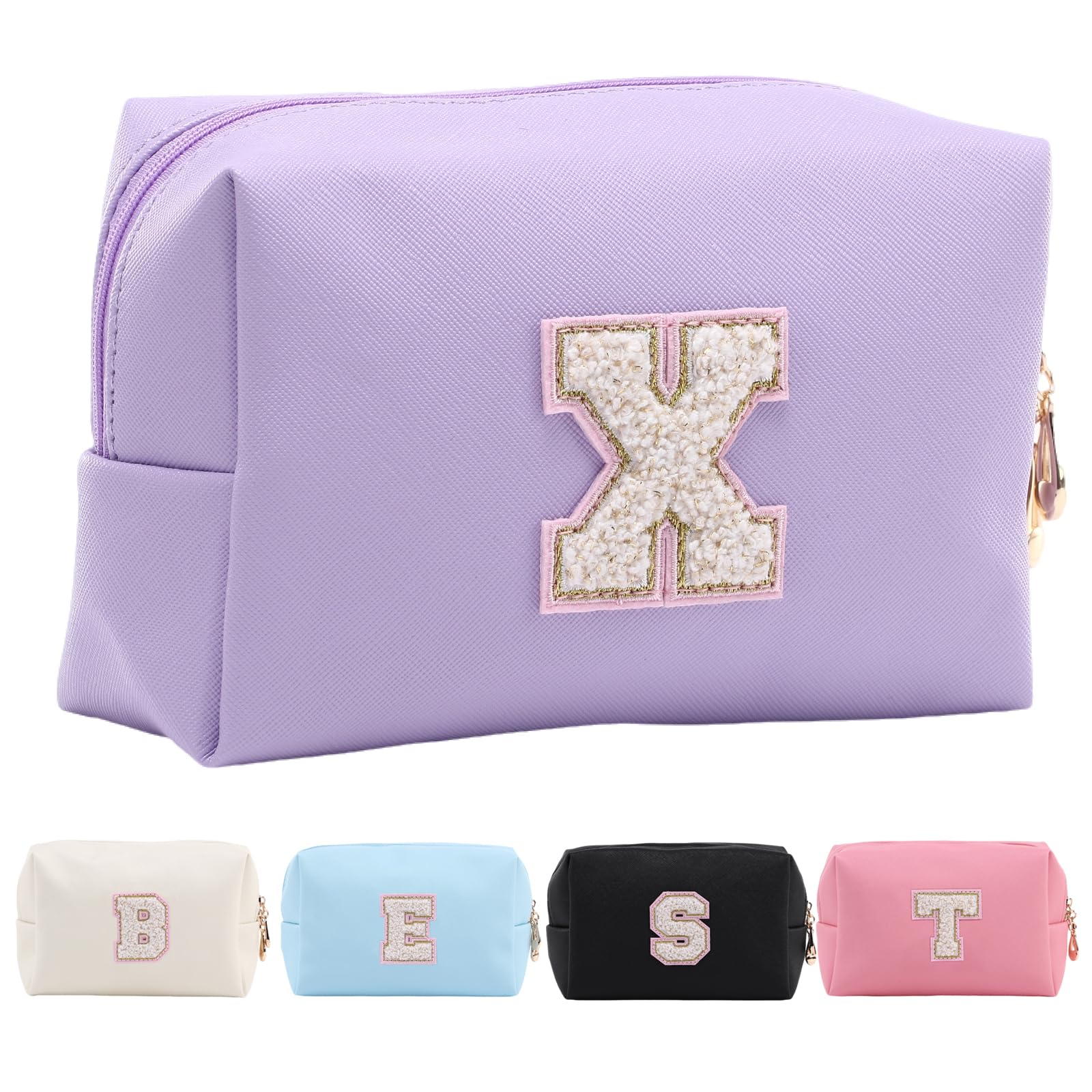 Personalized Makeup Bag,Waterproof Travel Makeup Pouch Cosmetic Bag Birthday Gift for Women Mom，Bride Bridesmaid Cosmetic Bag A-Z — view 78