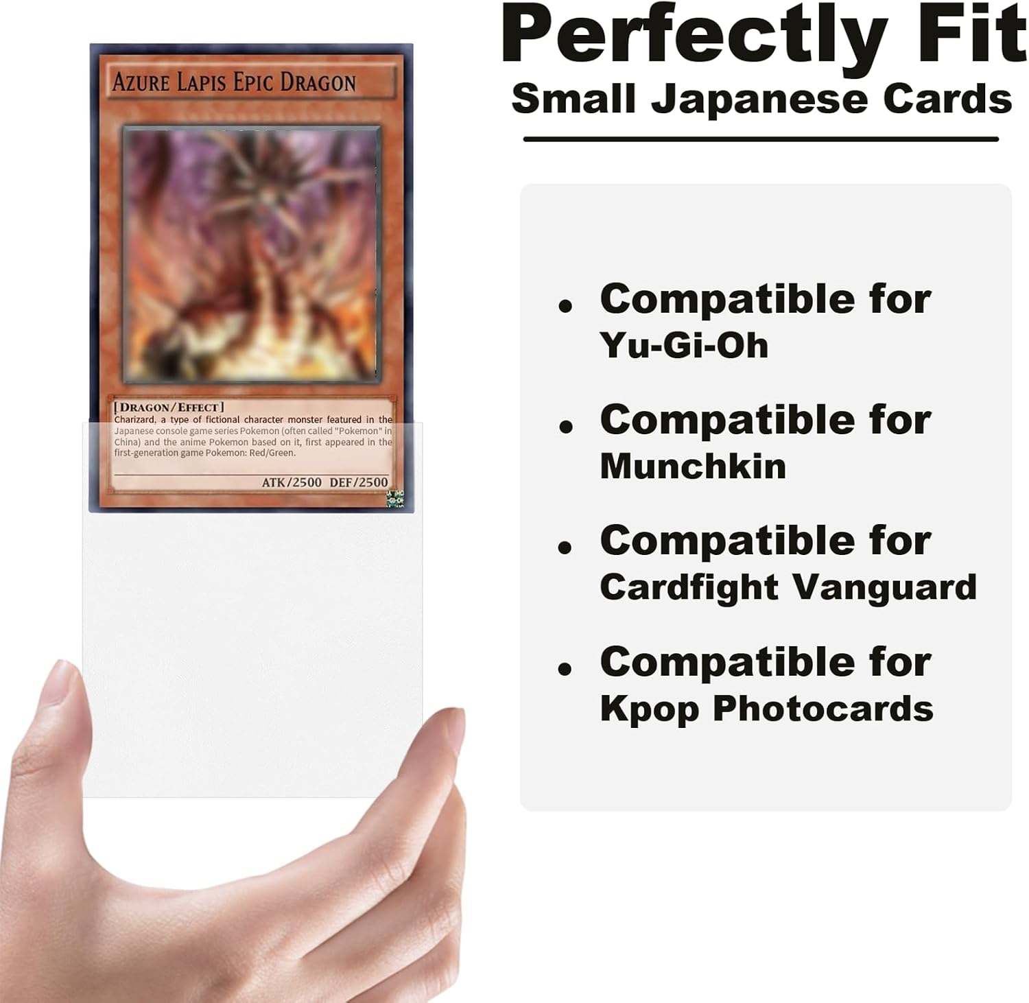 200 Pack Card Sleeve Compatible with Yu-gi-oh Card Sleeve Japanese 62x89mm | Clear Small Card Sleeves Photocard Sleeves 62x89mm, Back Textured Perfect Shuffling, Protect Your Japanese Sized Never Tear